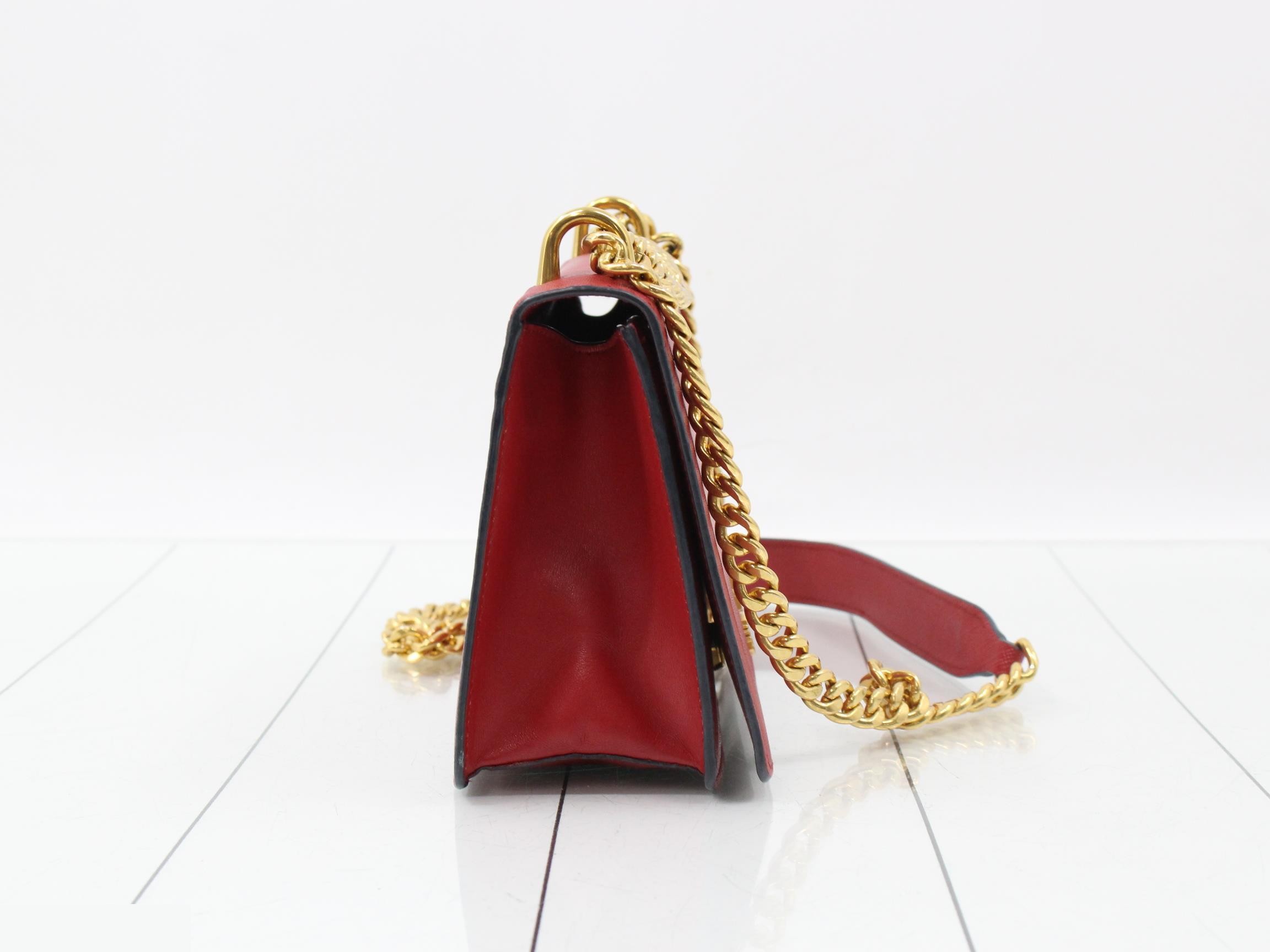 Saffiano Chain Shoulder Bag, Red — view 4
