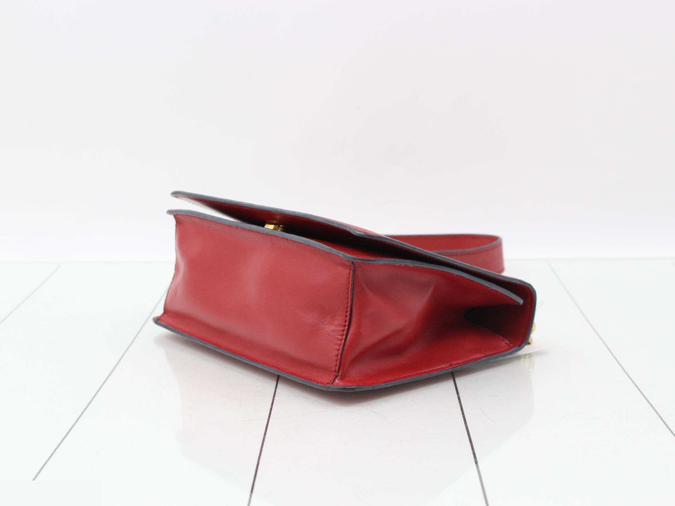 Saffiano Chain Shoulder Bag, Red — view 6