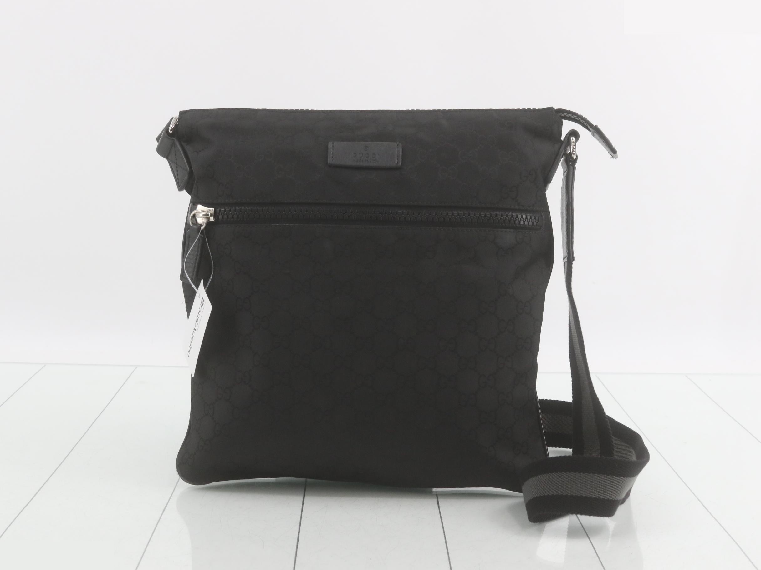 GG Nylon Shoulder Bag, Black