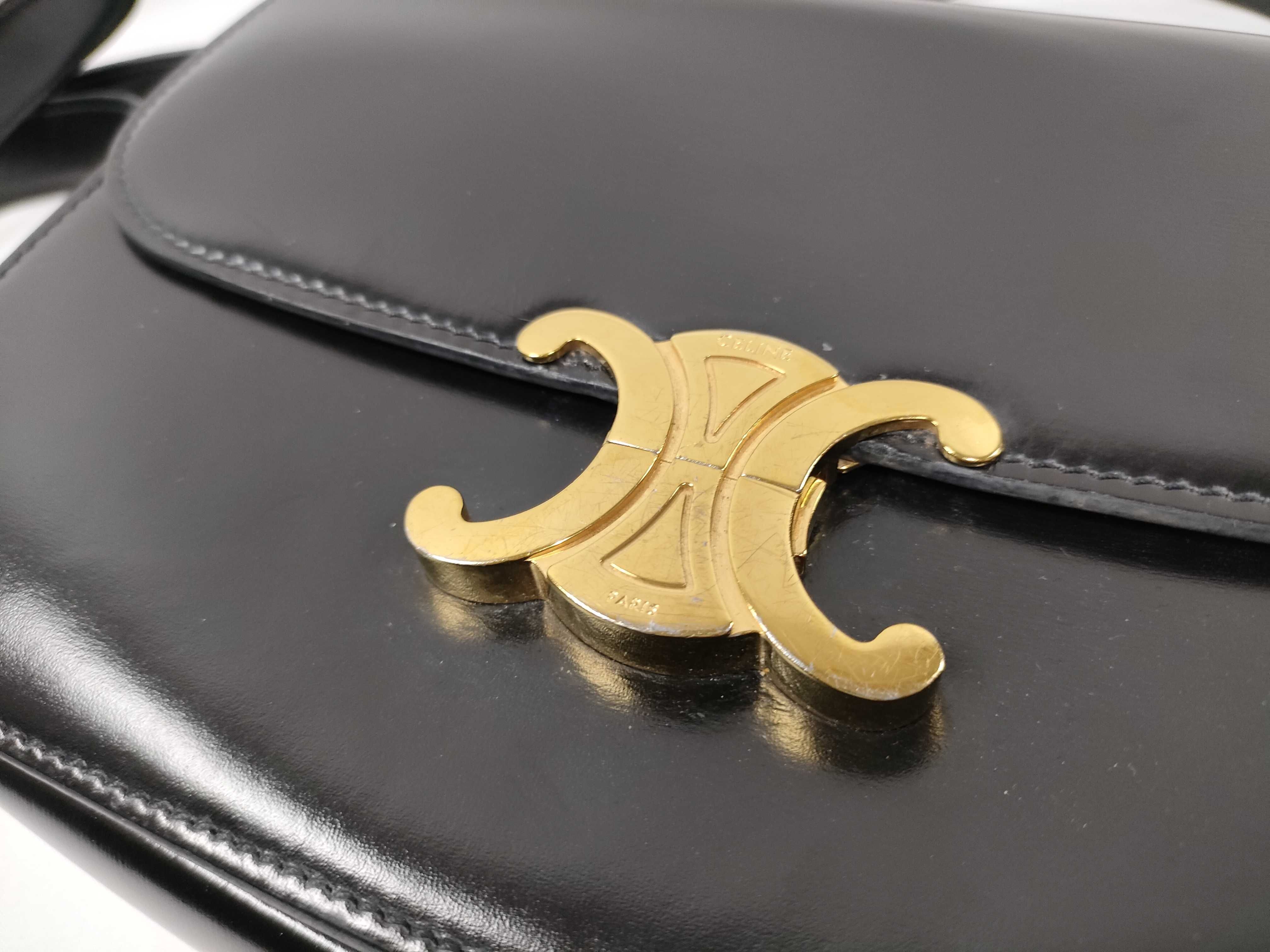 FR- Triomphe Leather Shoulder bag Black — view 8