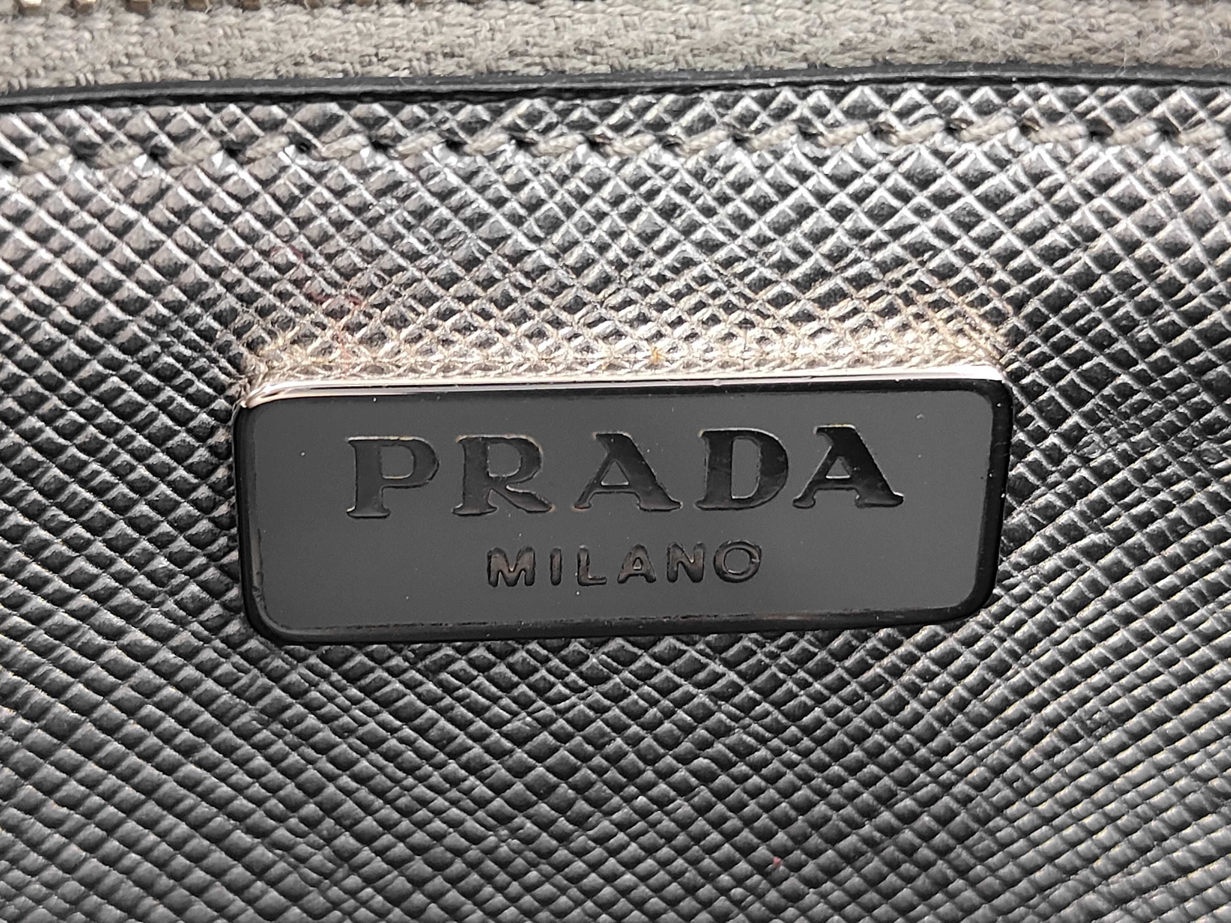 Locking Flap Shoulder Bag, Saffiano Leather, Silver — view 13