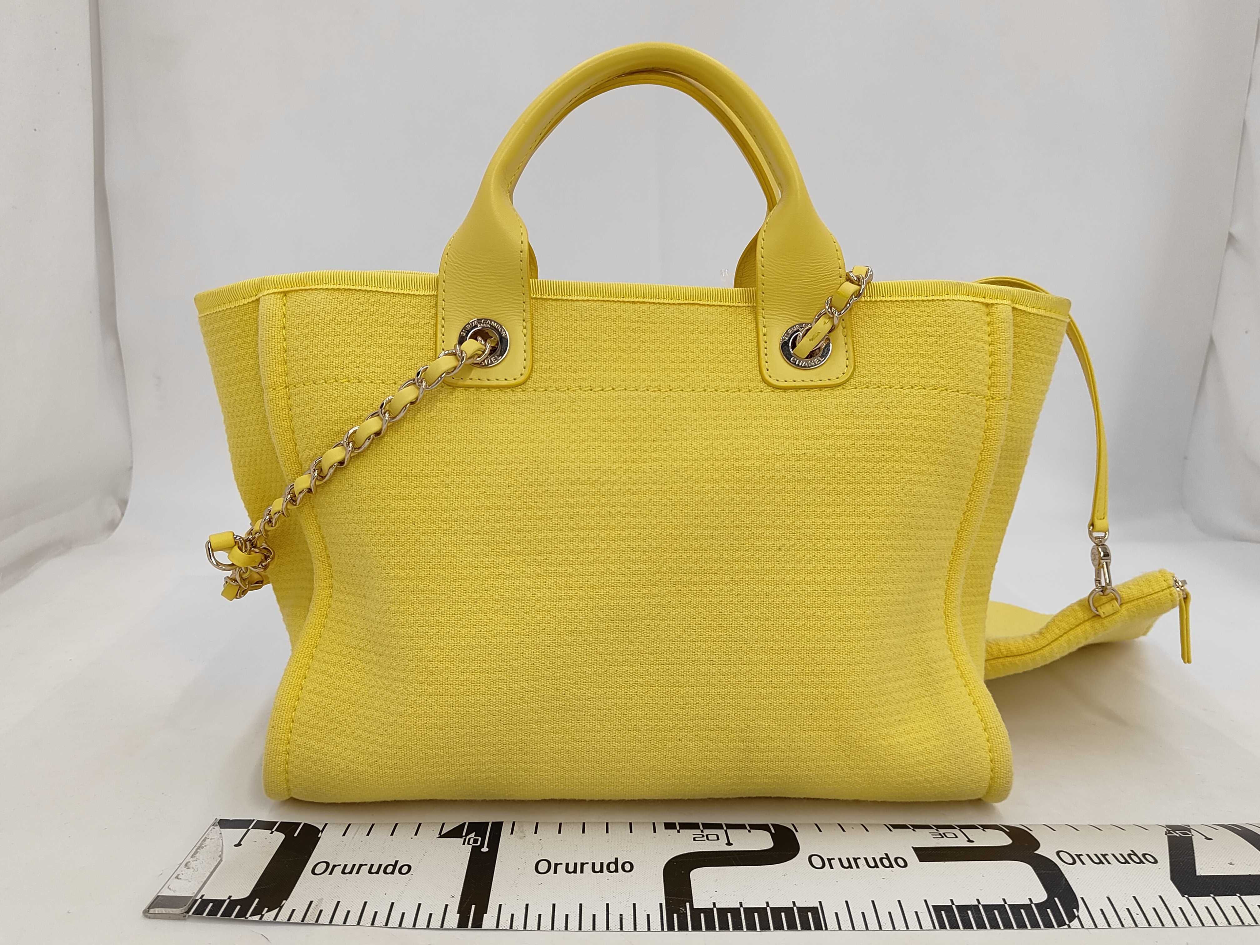 Deauville MM Tote Bag with Pouch, Yellow — view 2