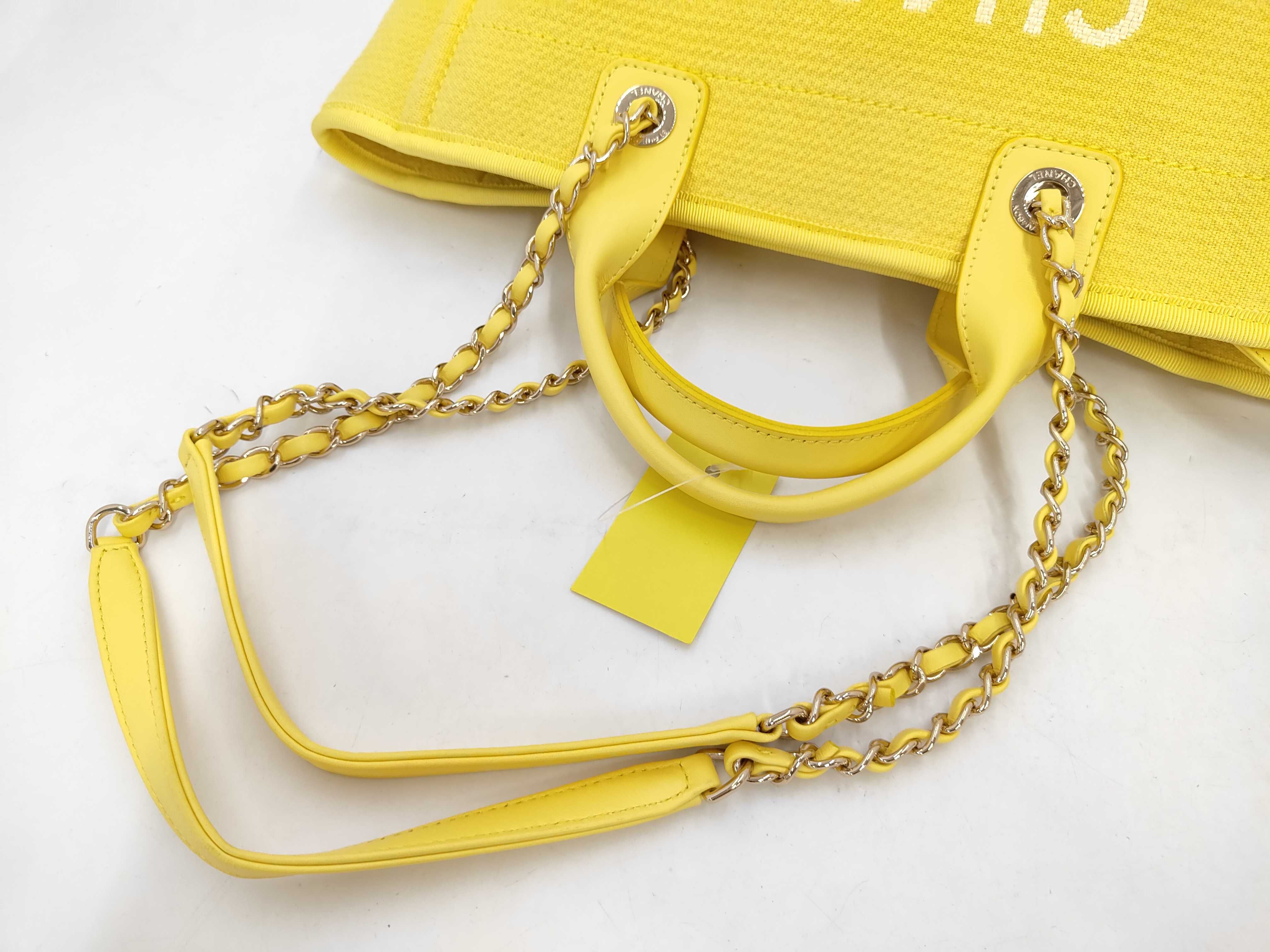 Deauville MM Tote Bag with Pouch, Yellow — view 5