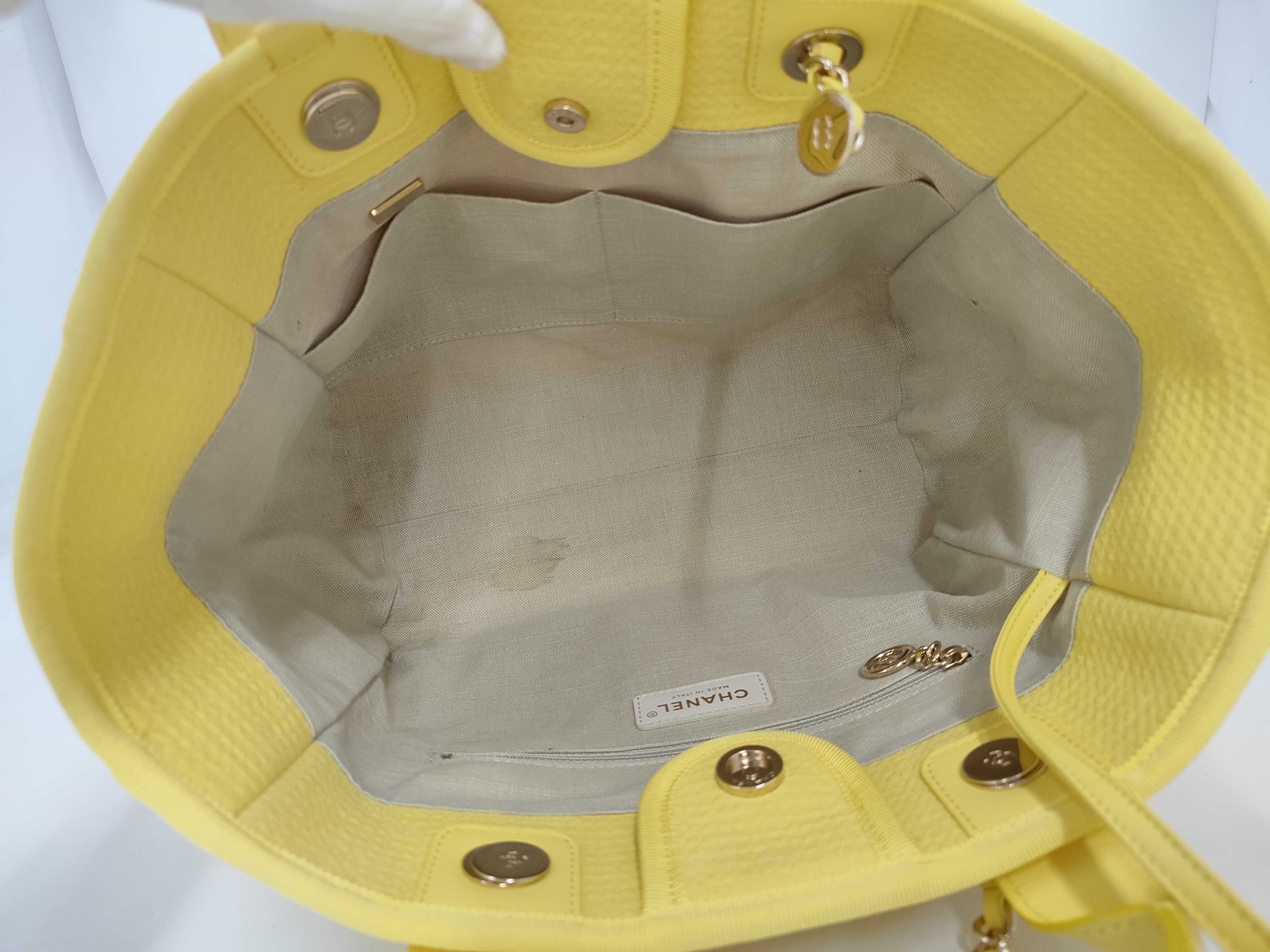 Deauville MM Tote Bag with Pouch, Yellow — view 10