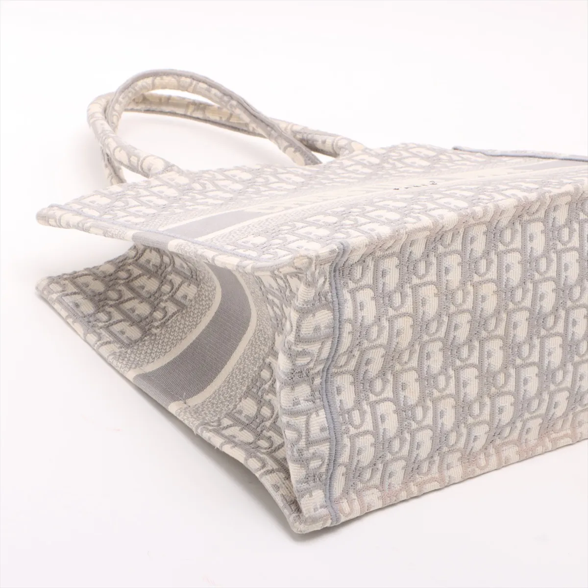 Oblique Book Tote Medium Canvas Tote Bag Gray with Name — view 4