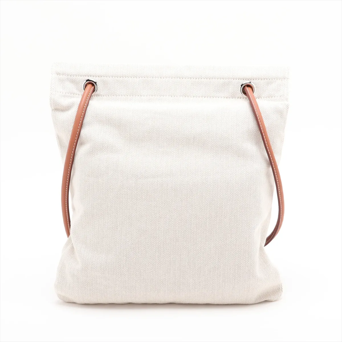 Aline MM Toile Chevron x Leather Beige Silver Hardware K:2025 — view 2