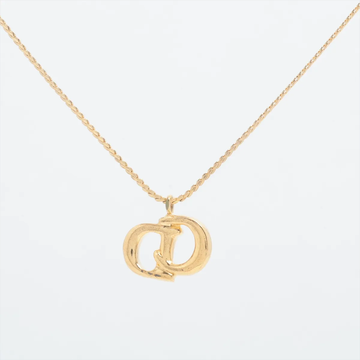 CD logo necklace, GP gold, dents, — view 2