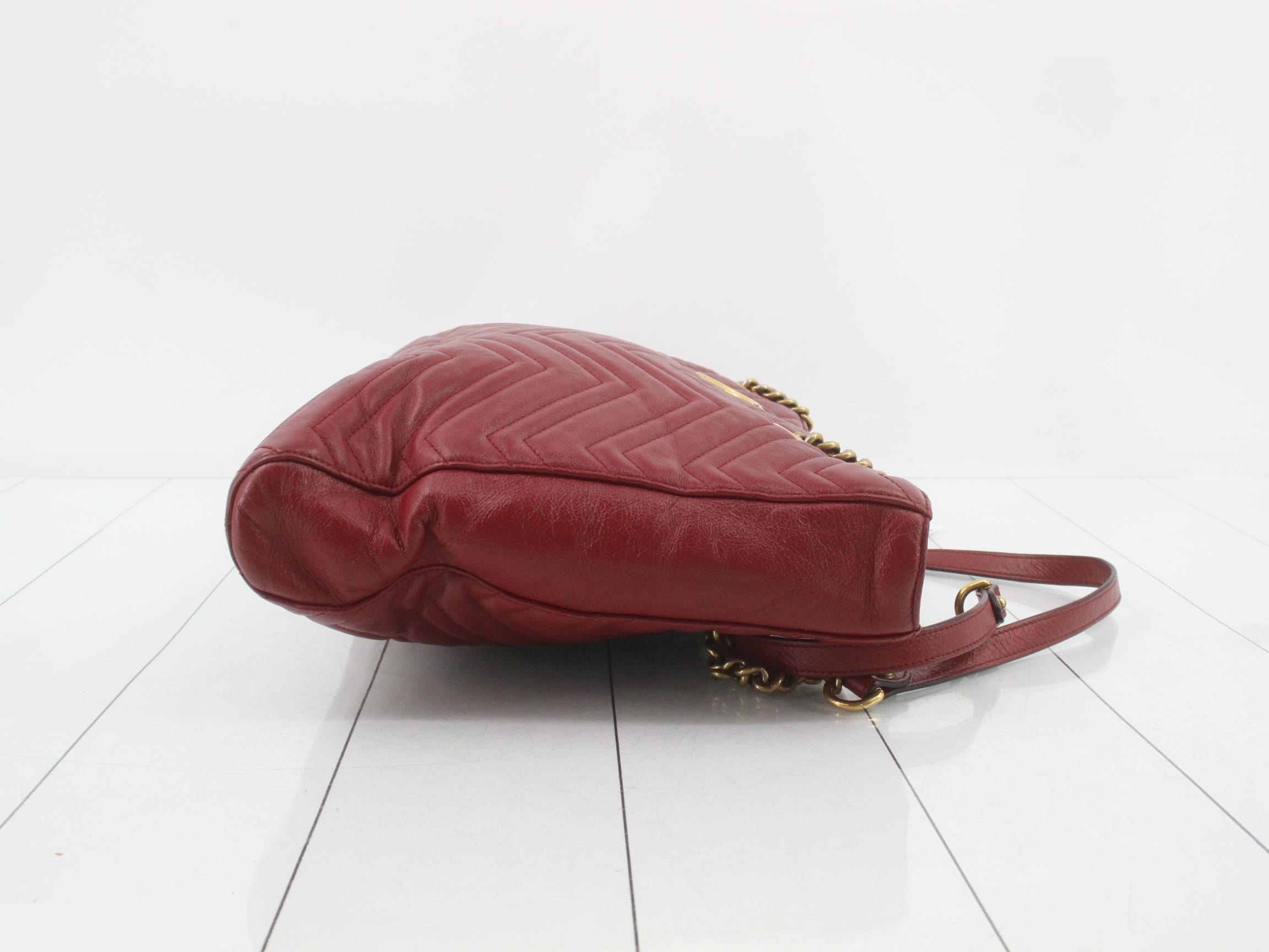 GG Marmont Leather Chain Tote, Red — view 3