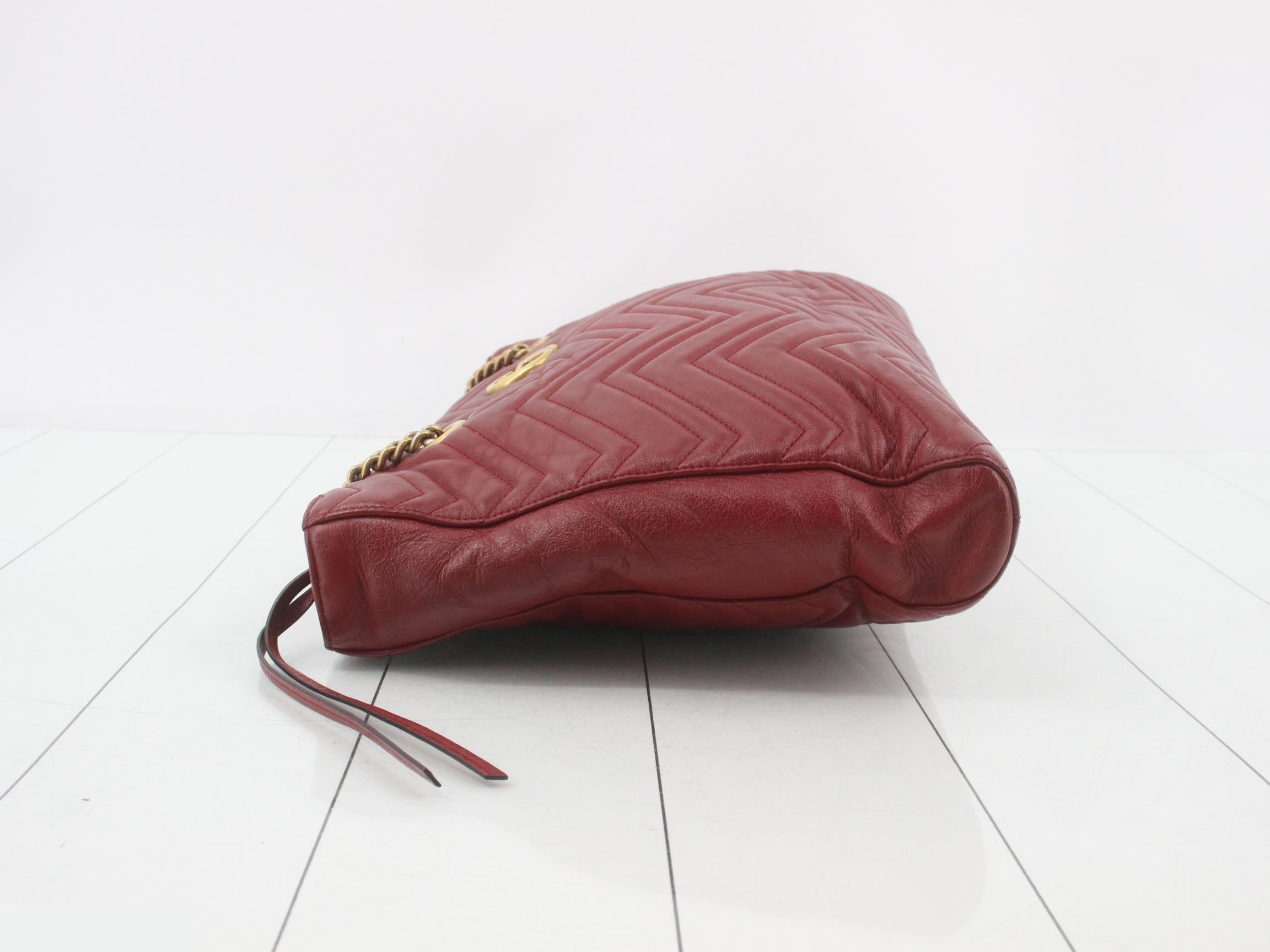 GG Marmont Leather Chain Tote, Red — view 4