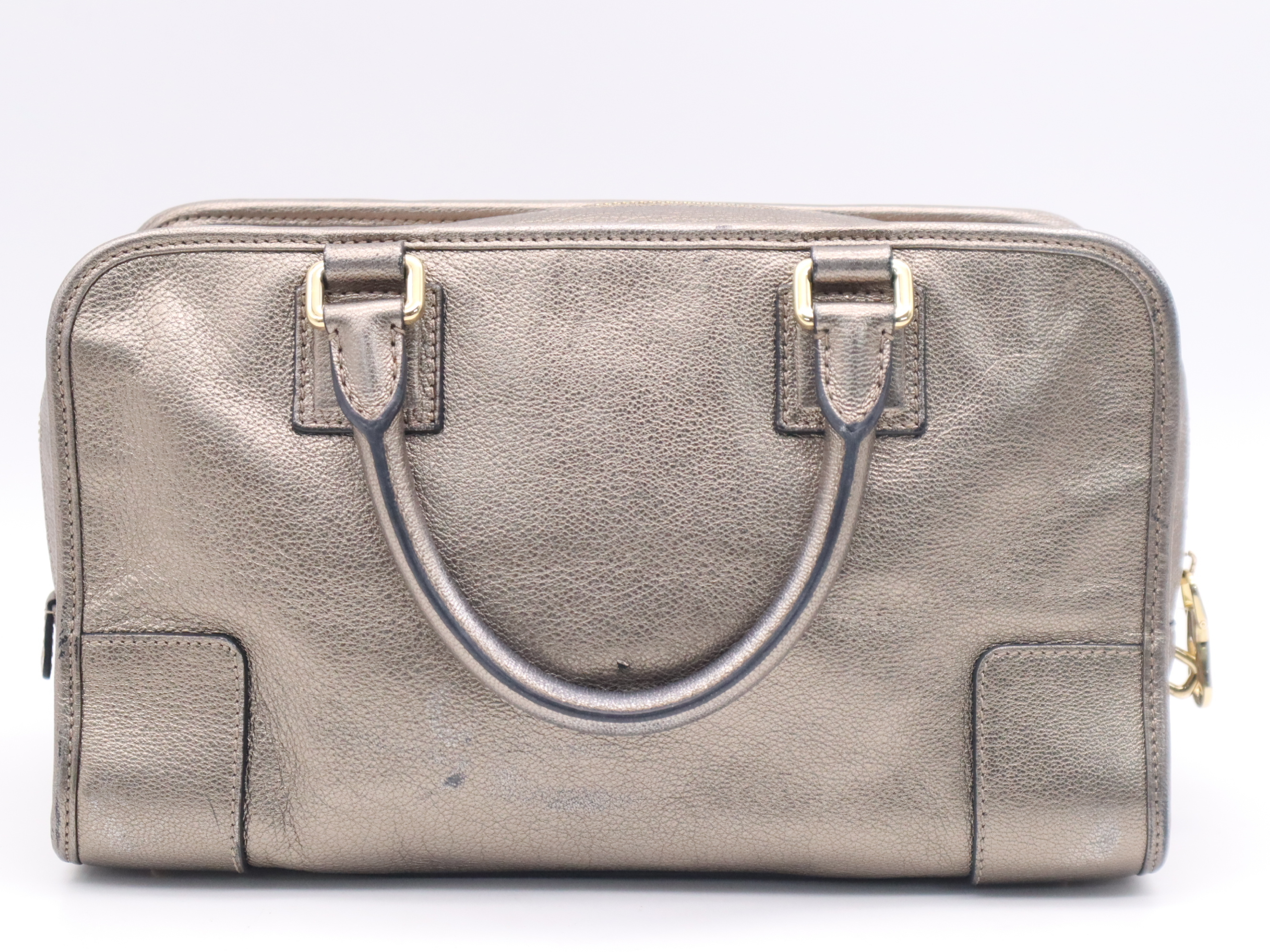 Leather Amazona 28 Handbag with Padlock, 2 Keys, and Clochette (Gold) — view 2
