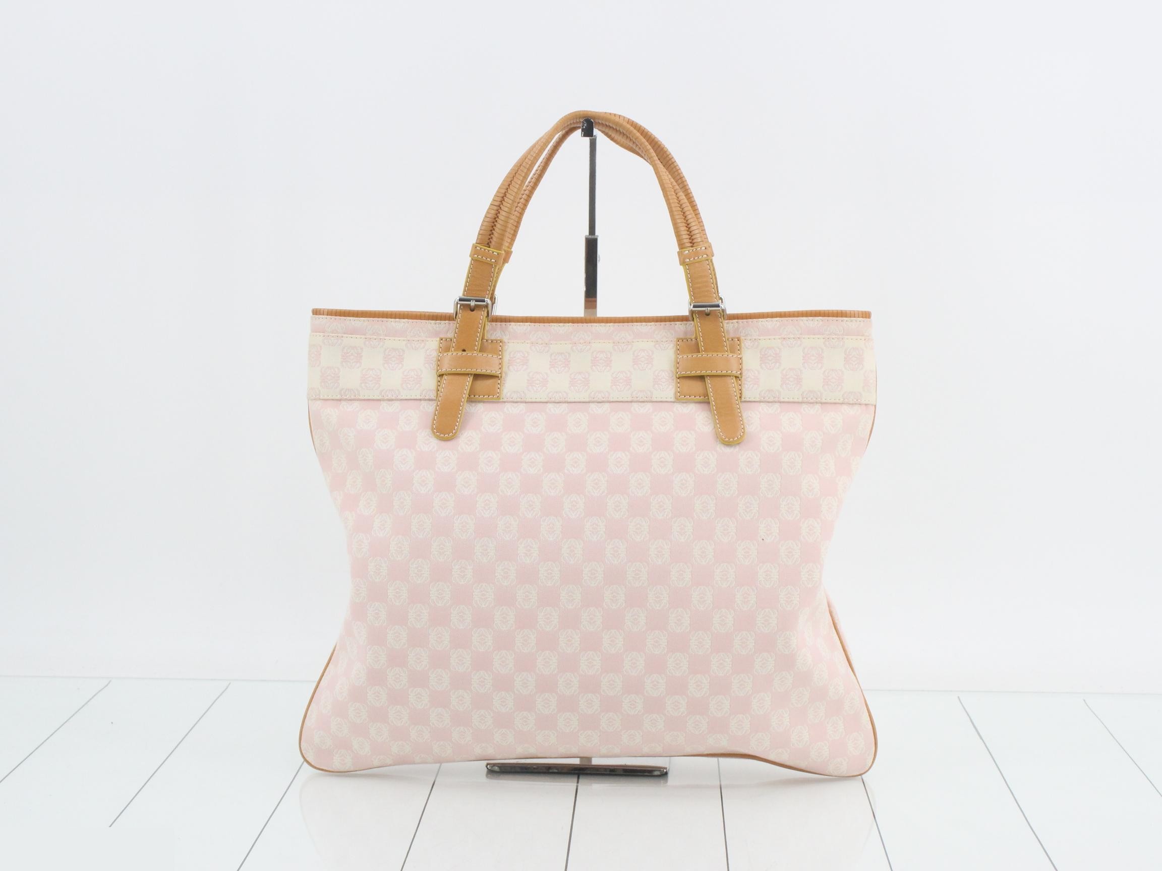 Anagram Canvas Leather Combination Tote Bag — view 2