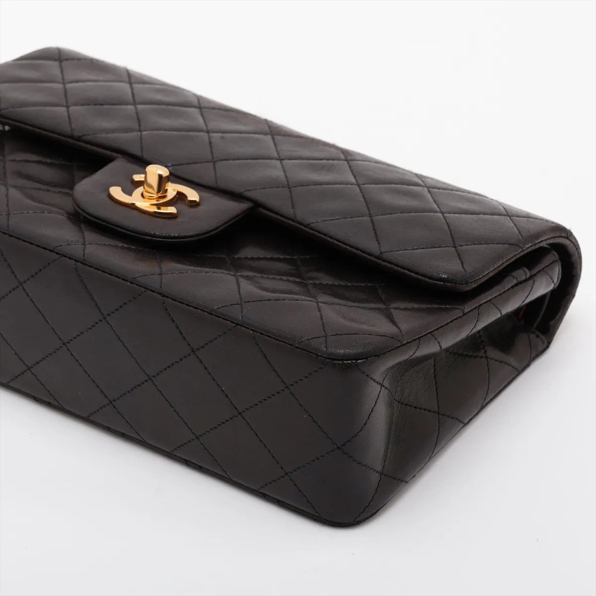 [Individually packaged] Chanel Matelassé 23 Small Lambskin Double Flap Double Chain Bag, Black with Gold Hardware, 3061990, Series 3, A01113 — view 3