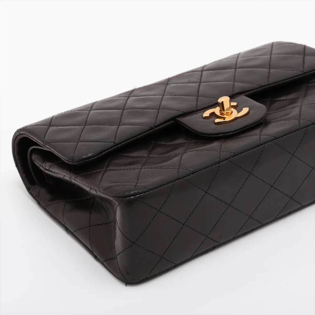 [Individually packaged] Chanel Matelassé 23 Small Lambskin Double Flap Double Chain Bag, Black with Gold Hardware, 3061990, Series 3, A01113 — view 4