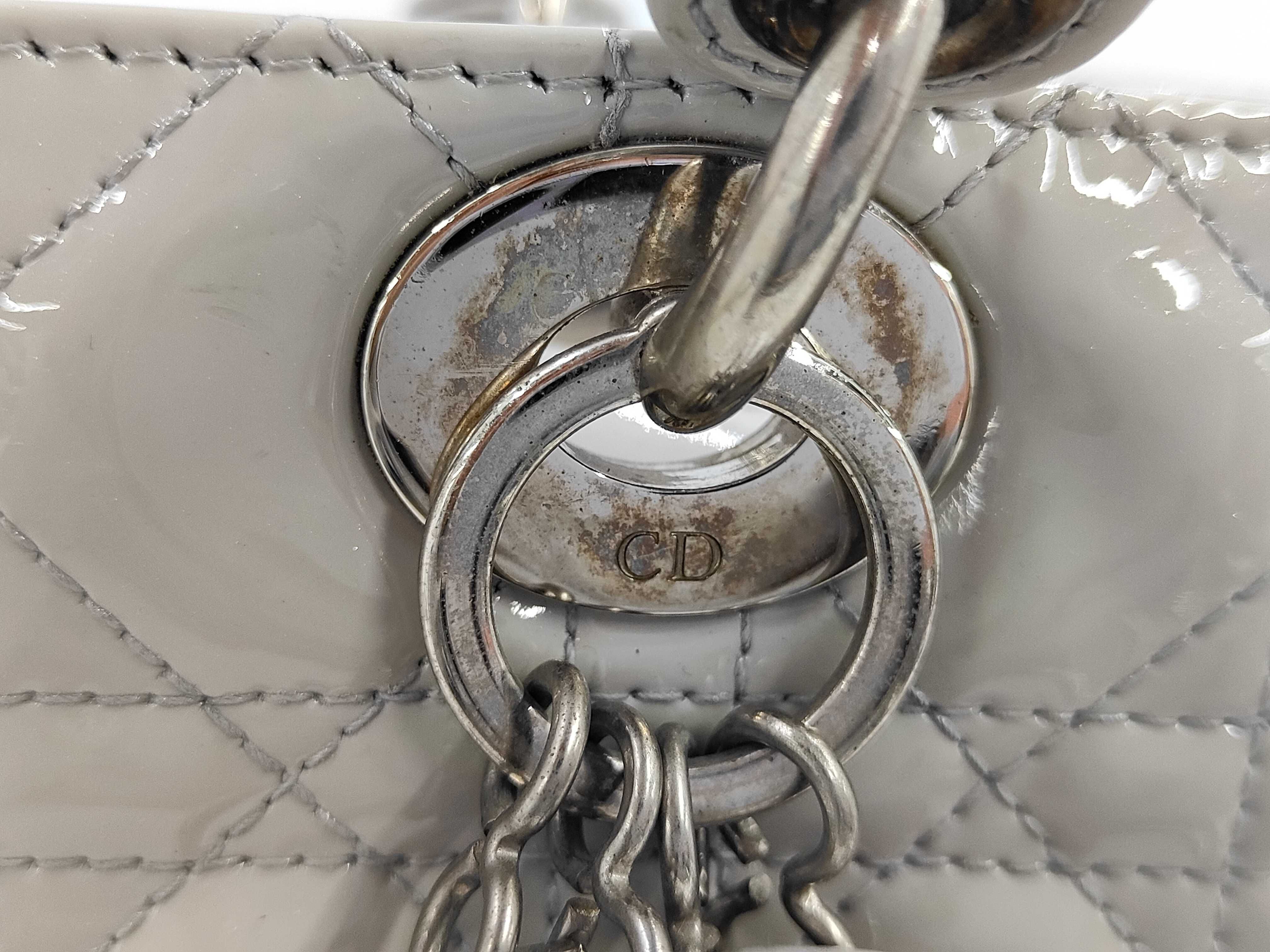 patent gray Lady Dior handbag — view 11