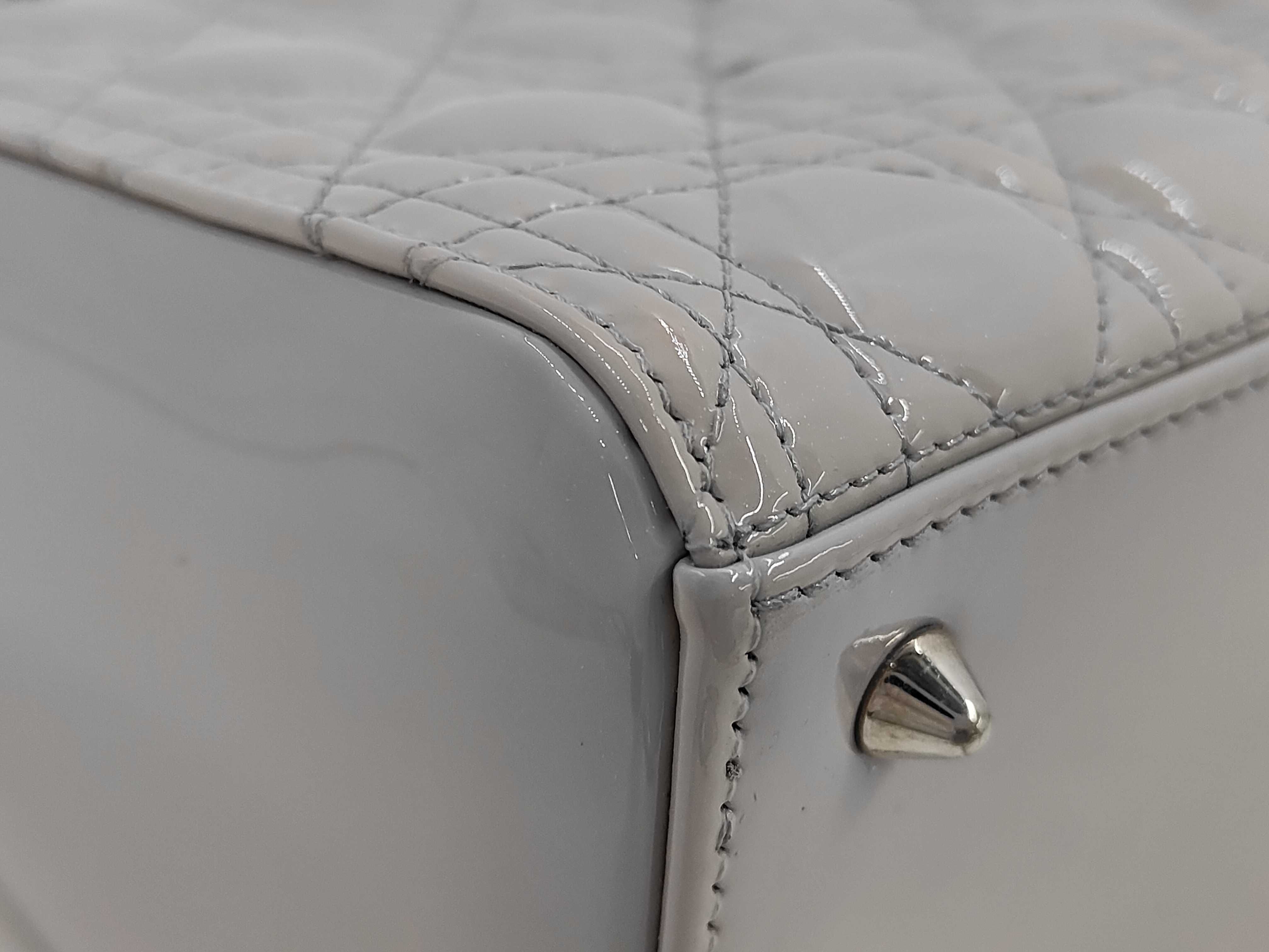 patent gray Lady Dior handbag — view 4