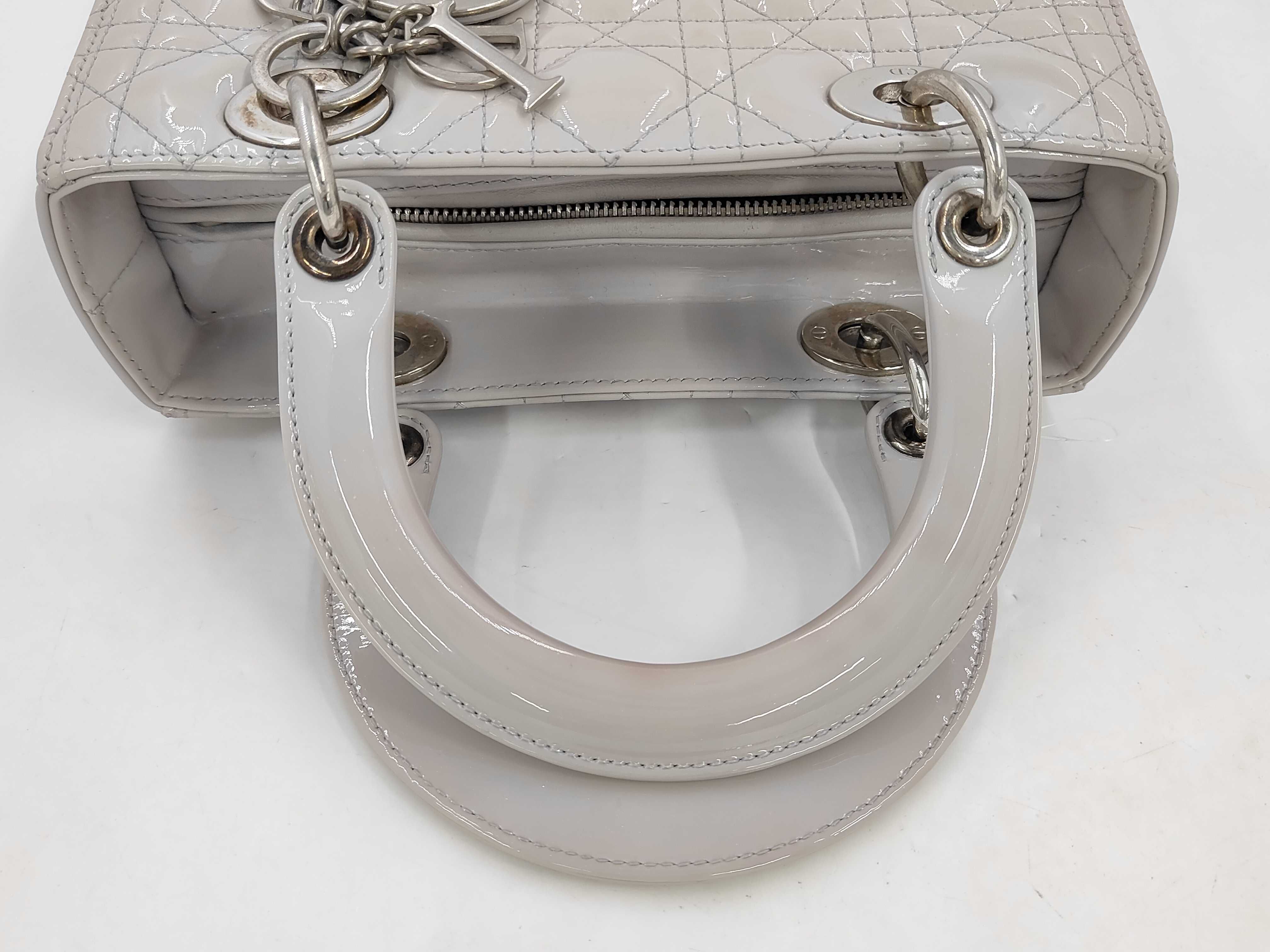 patent gray Lady Dior handbag — view 5