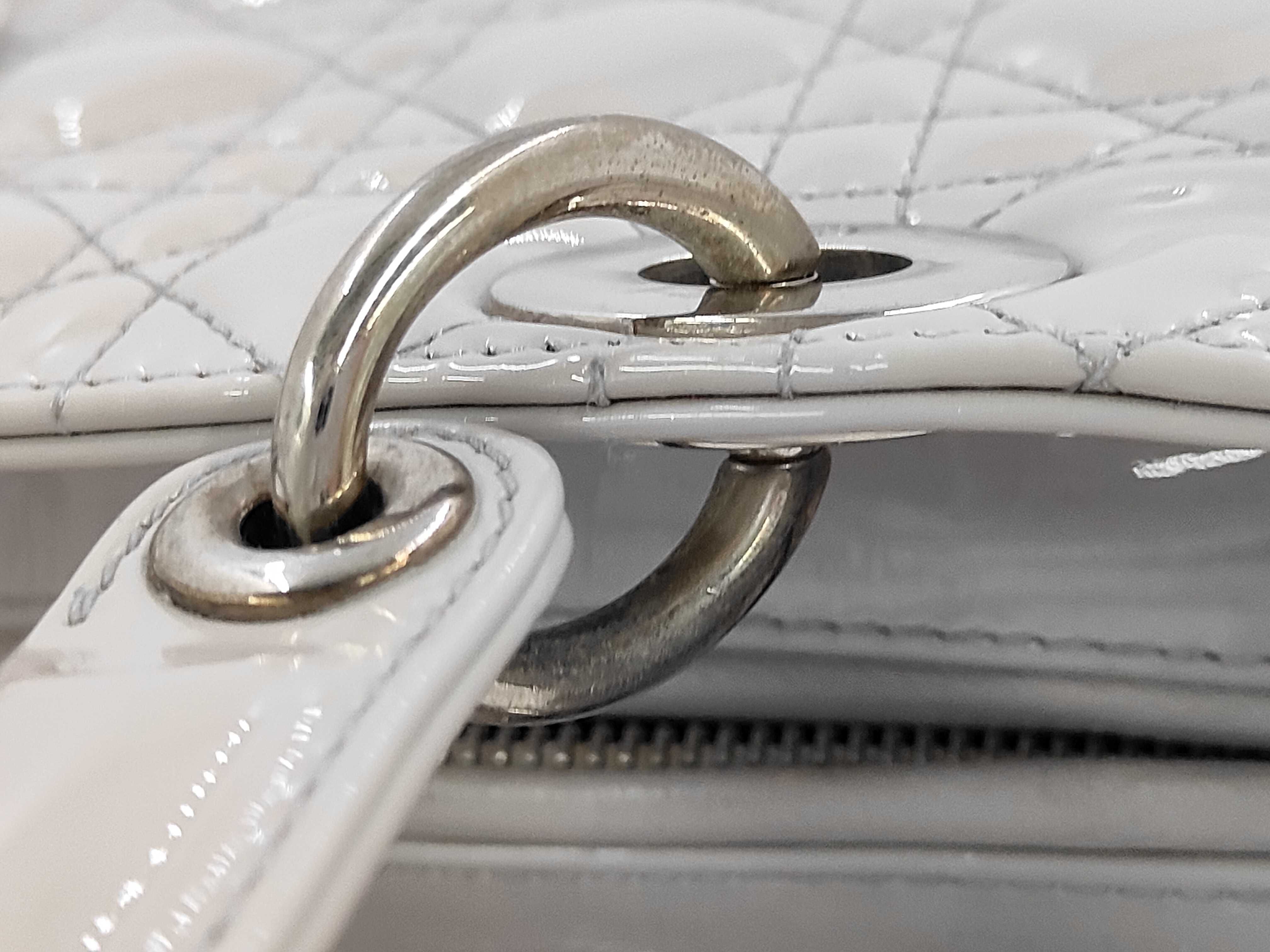 patent gray Lady Dior handbag — view 7