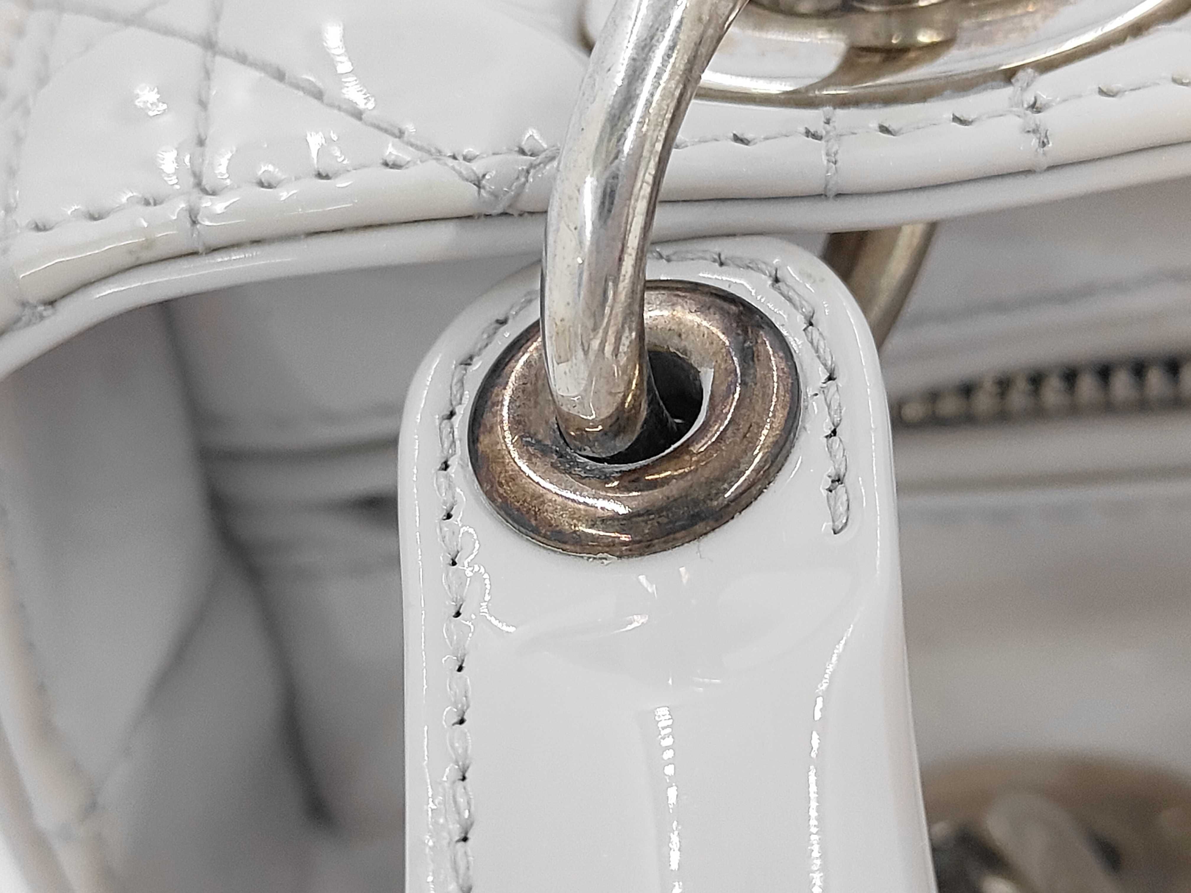 patent gray Lady Dior handbag — view 8