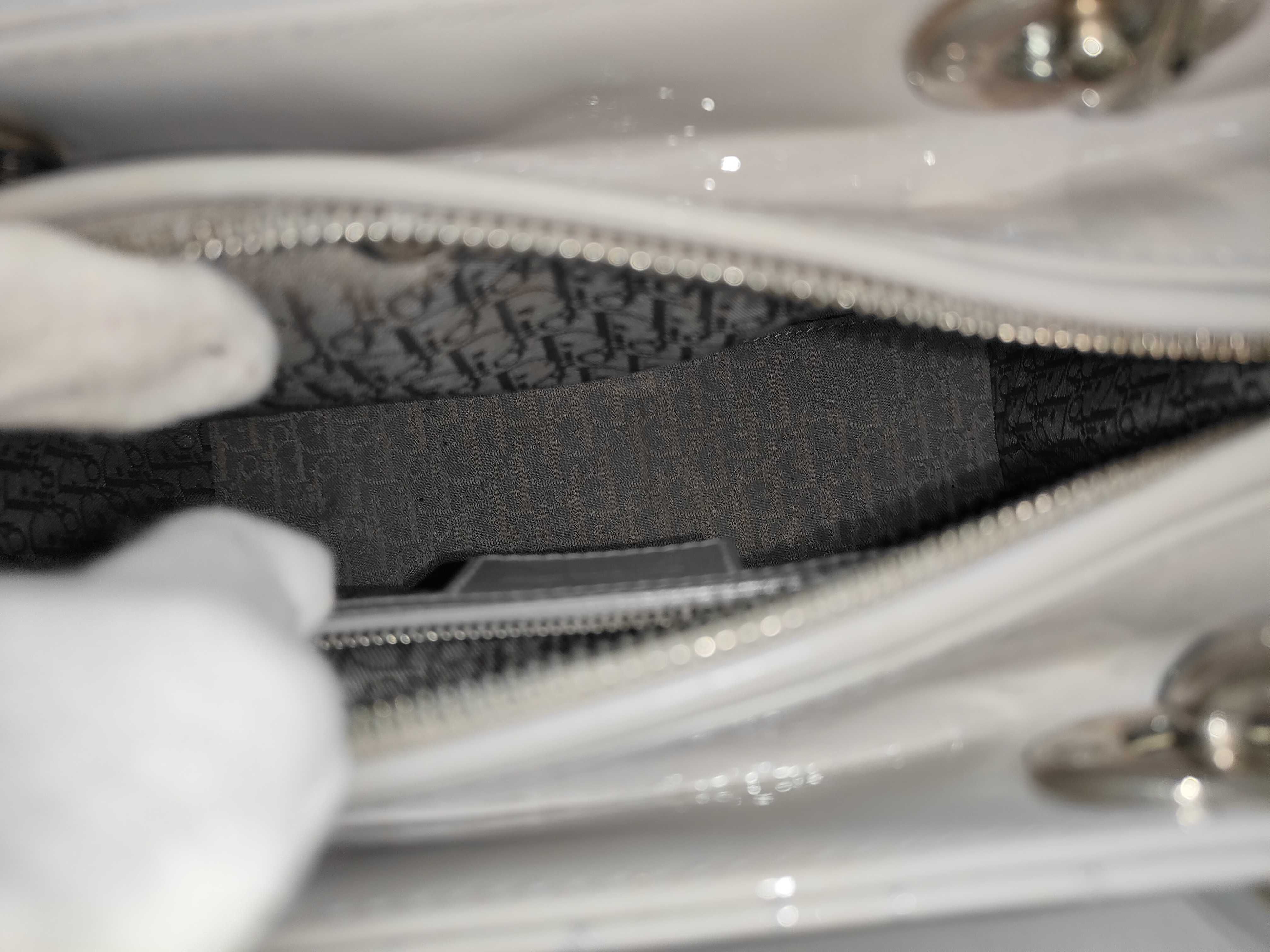 patent gray Lady Dior handbag — view 9