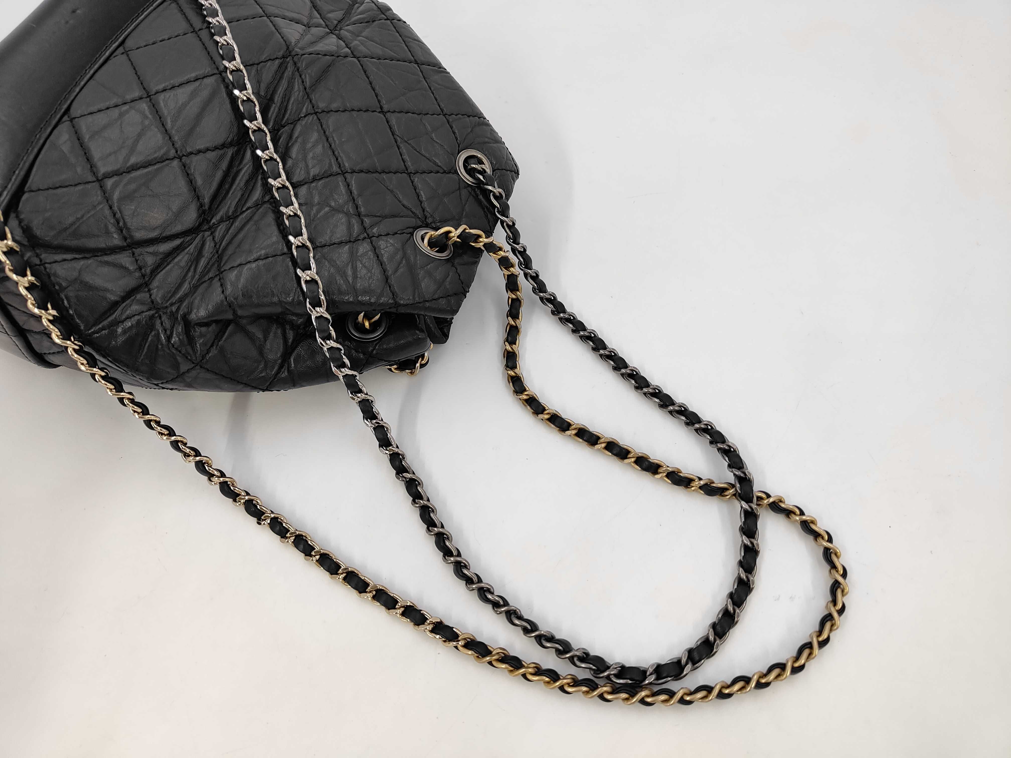 Gabrielle Quilted Leather Backpack, Black Shoulder Bag — view 5