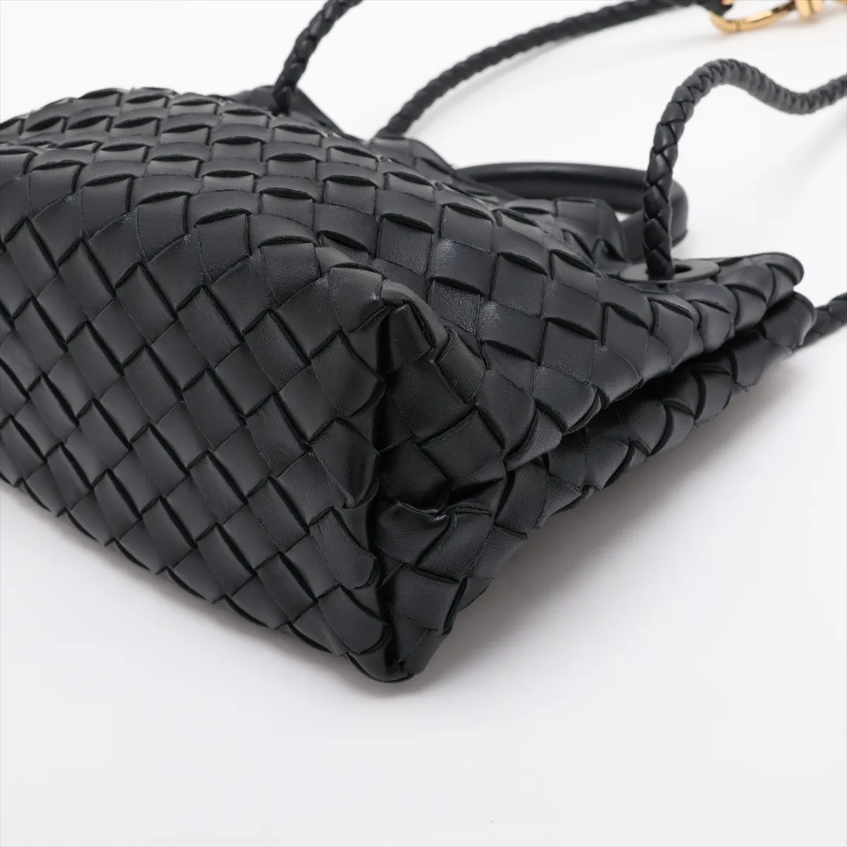 Intrecciato Small Andiamo Leather 2-Way Handbag, Black — view 3
