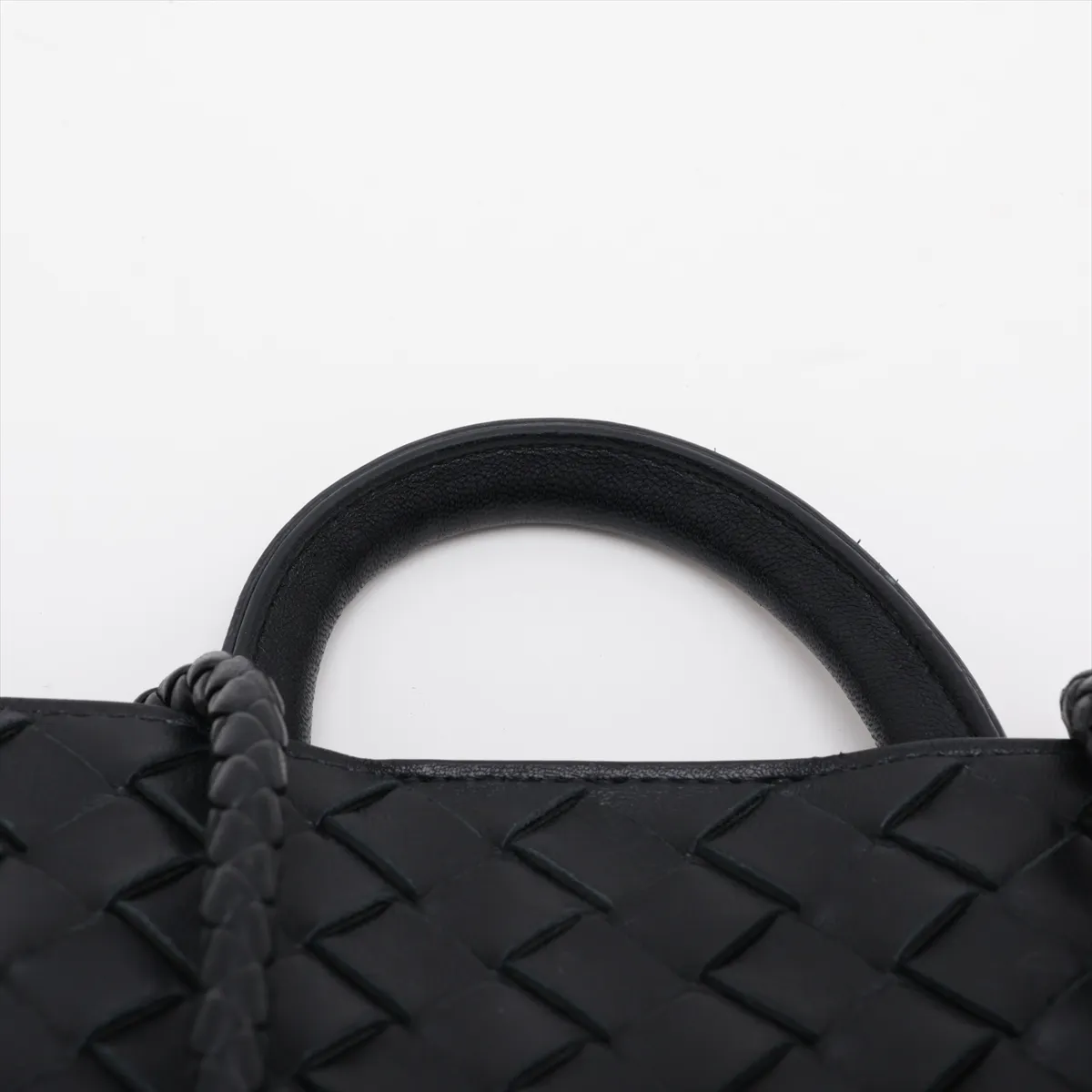 Intrecciato Small Andiamo Leather 2-Way Handbag, Black — view 6