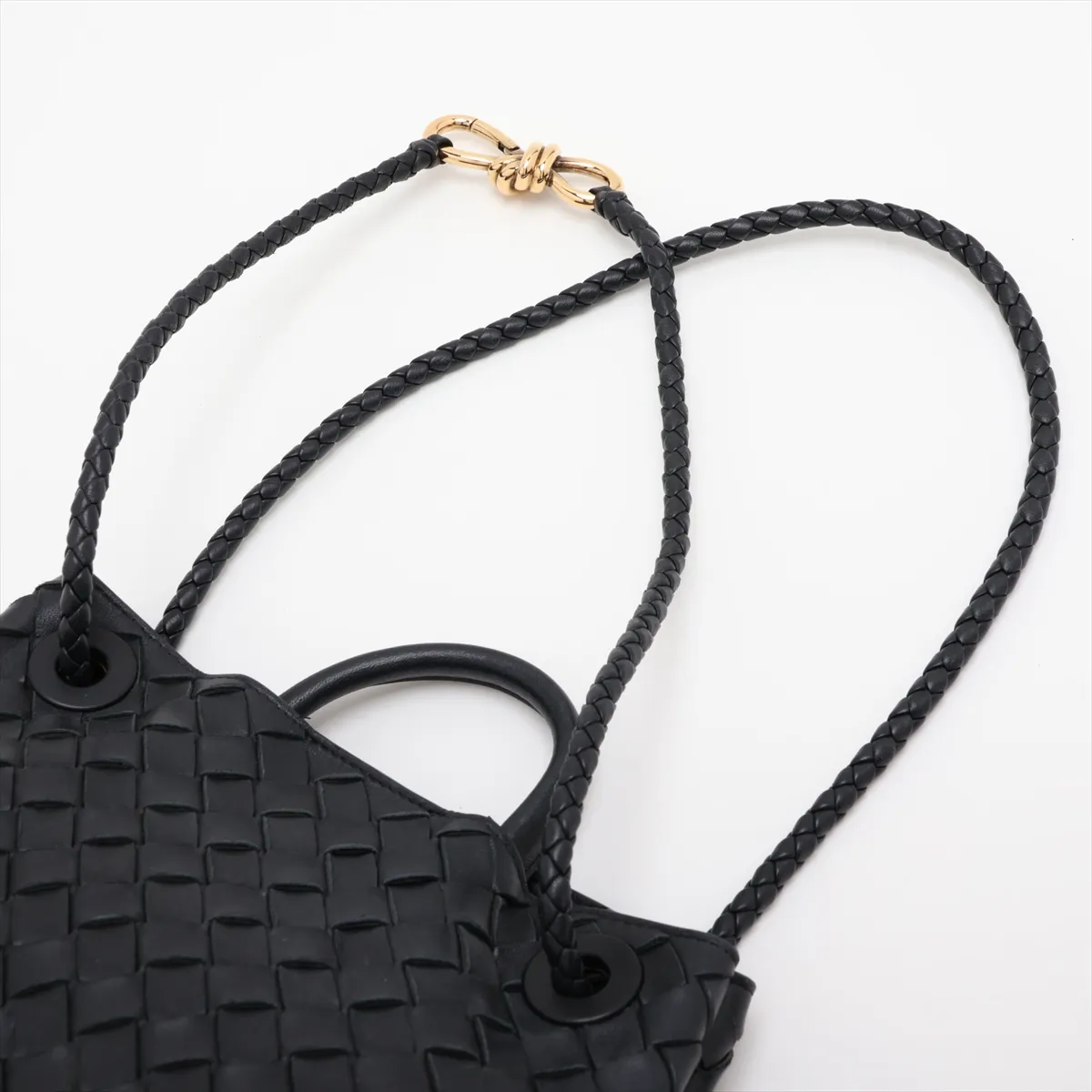 Intrecciato Small Andiamo Leather 2-Way Handbag, Black — view 7