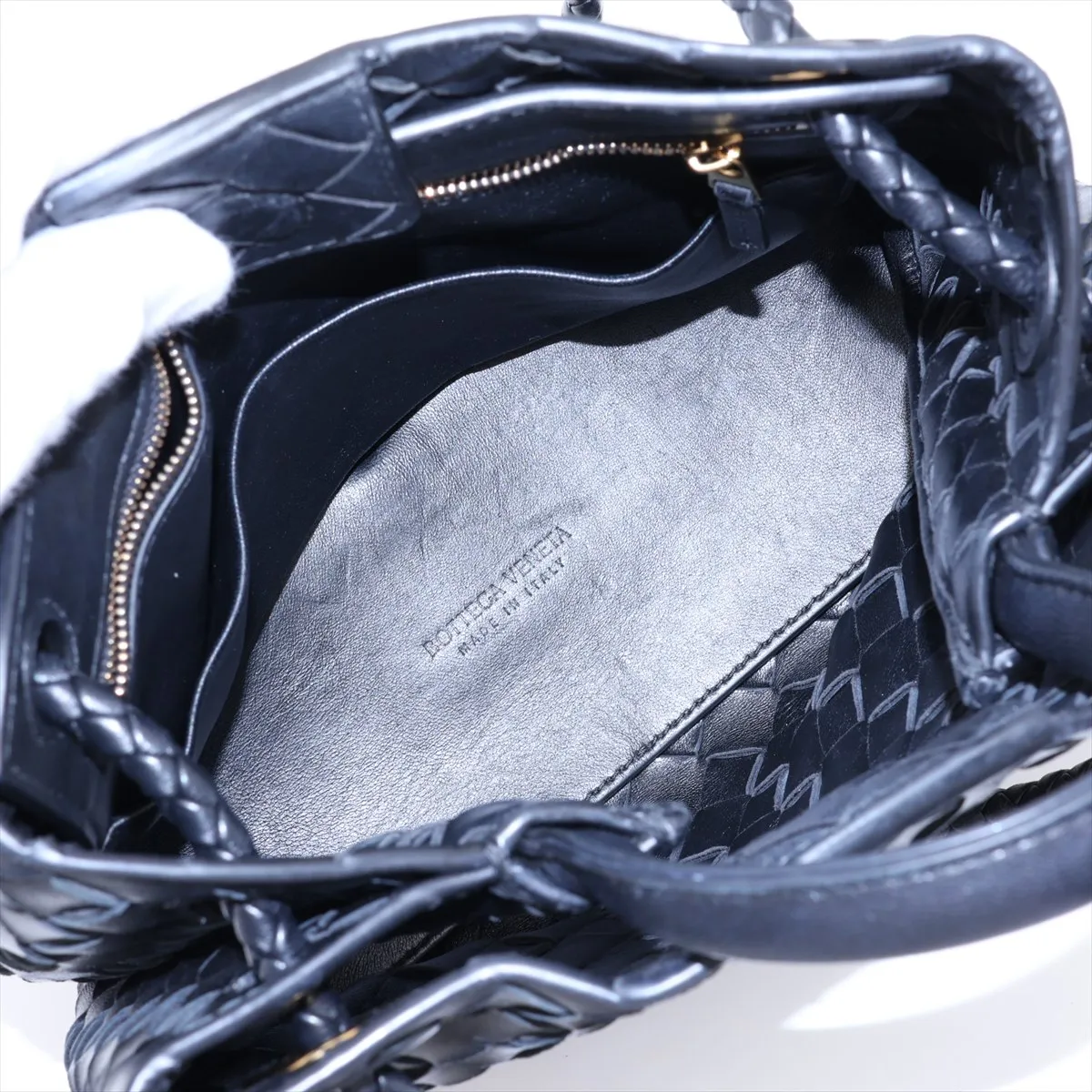 Intrecciato Small Andiamo Leather 2-Way Handbag, Black — view 8