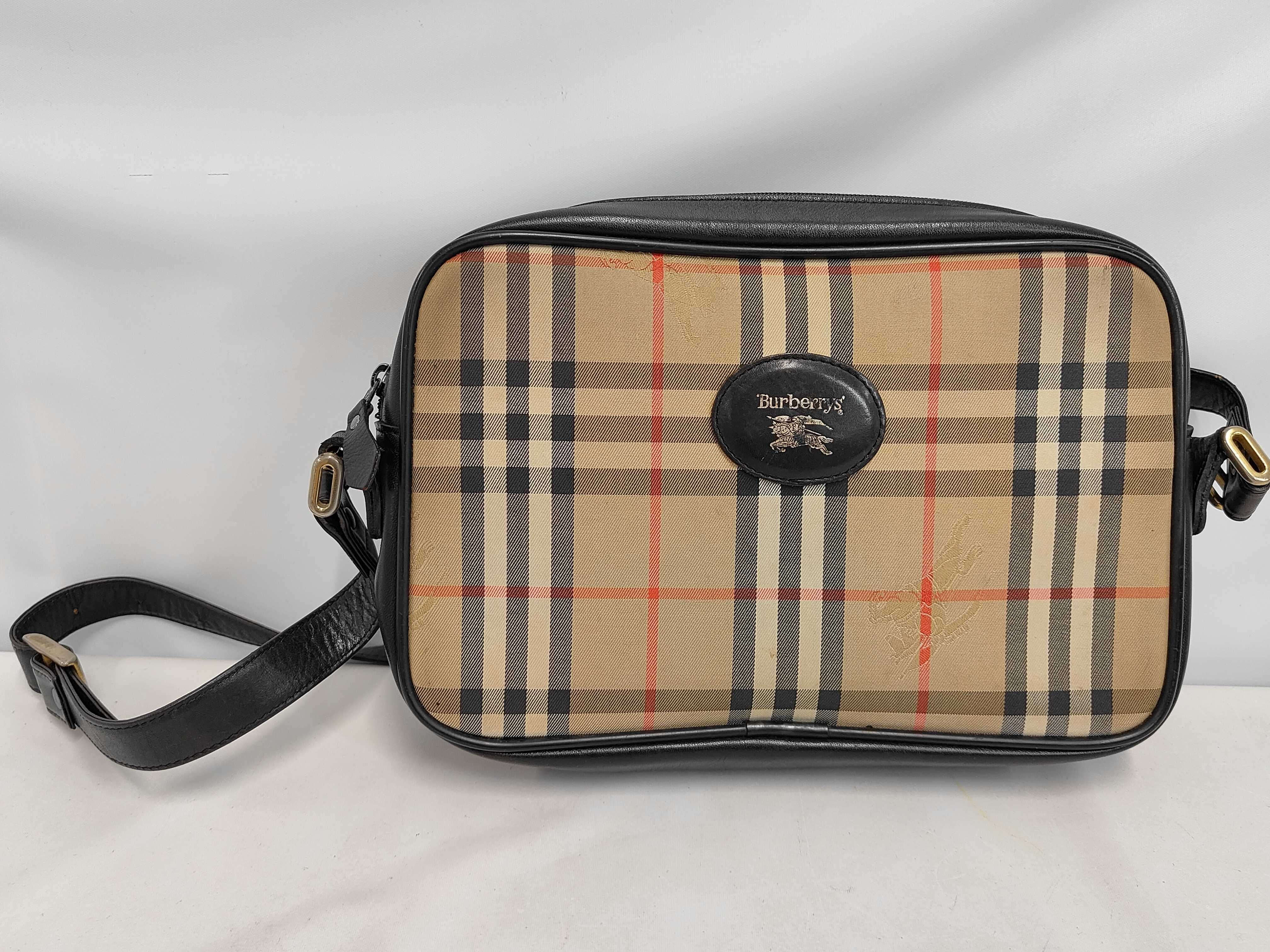Shoulder Bag Burberrys Burberry Nova Check Horse Logo Brown Canvas Leather Shoulder Bag