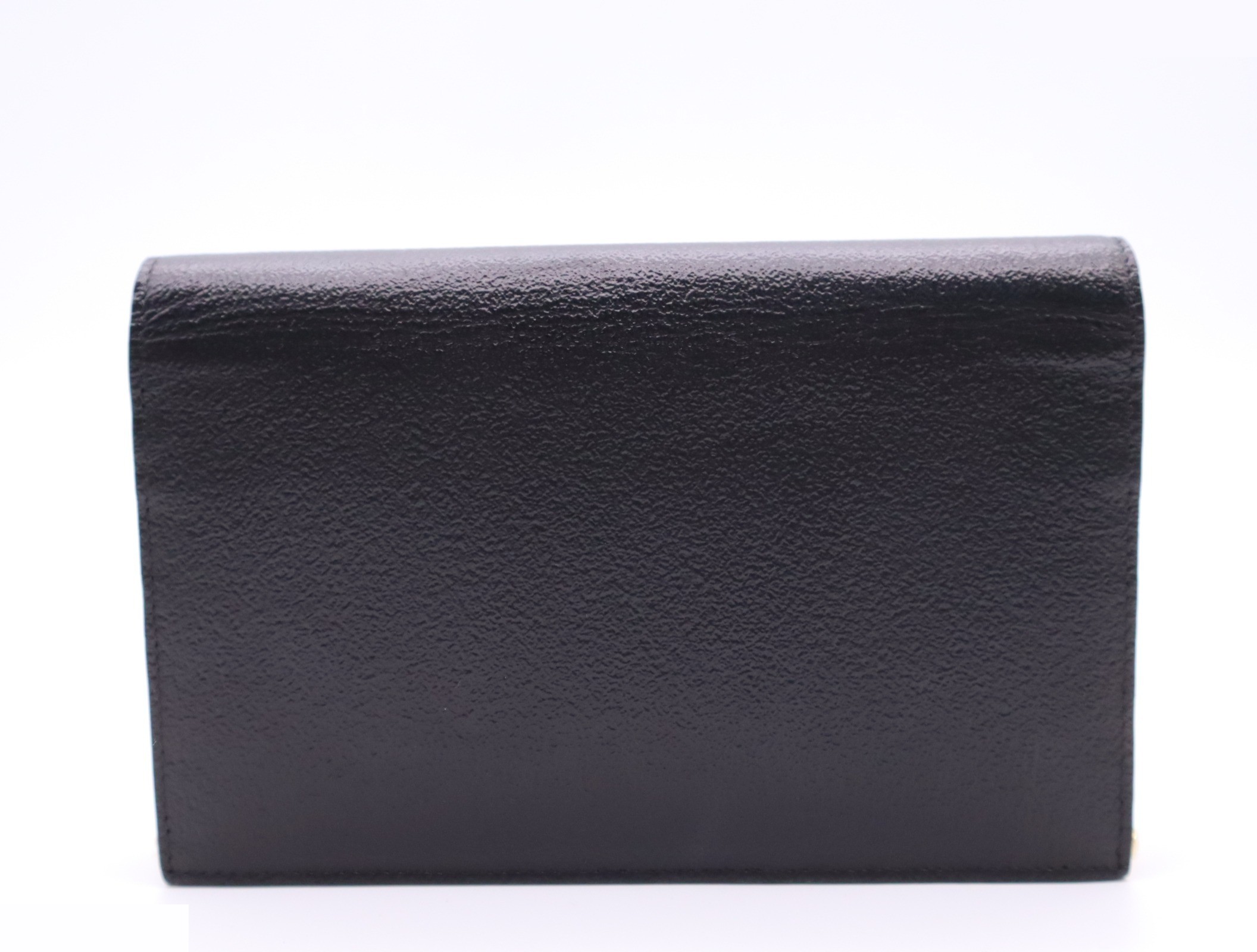 Leather Cassandra Tassel Chain Wallet, Black — view 2