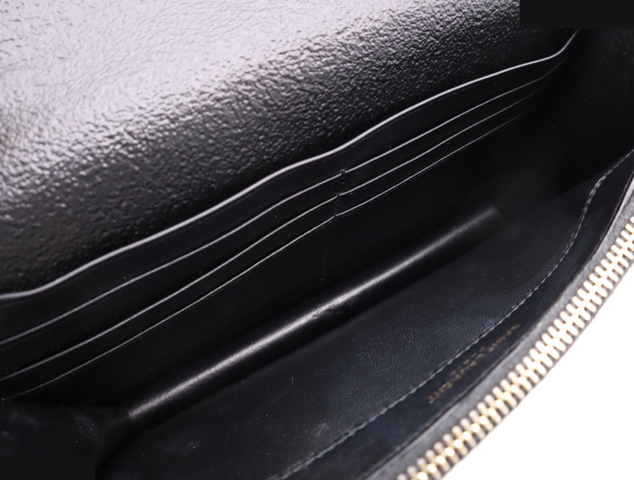 Leather Cassandra Tassel Chain Wallet, Black — view 7