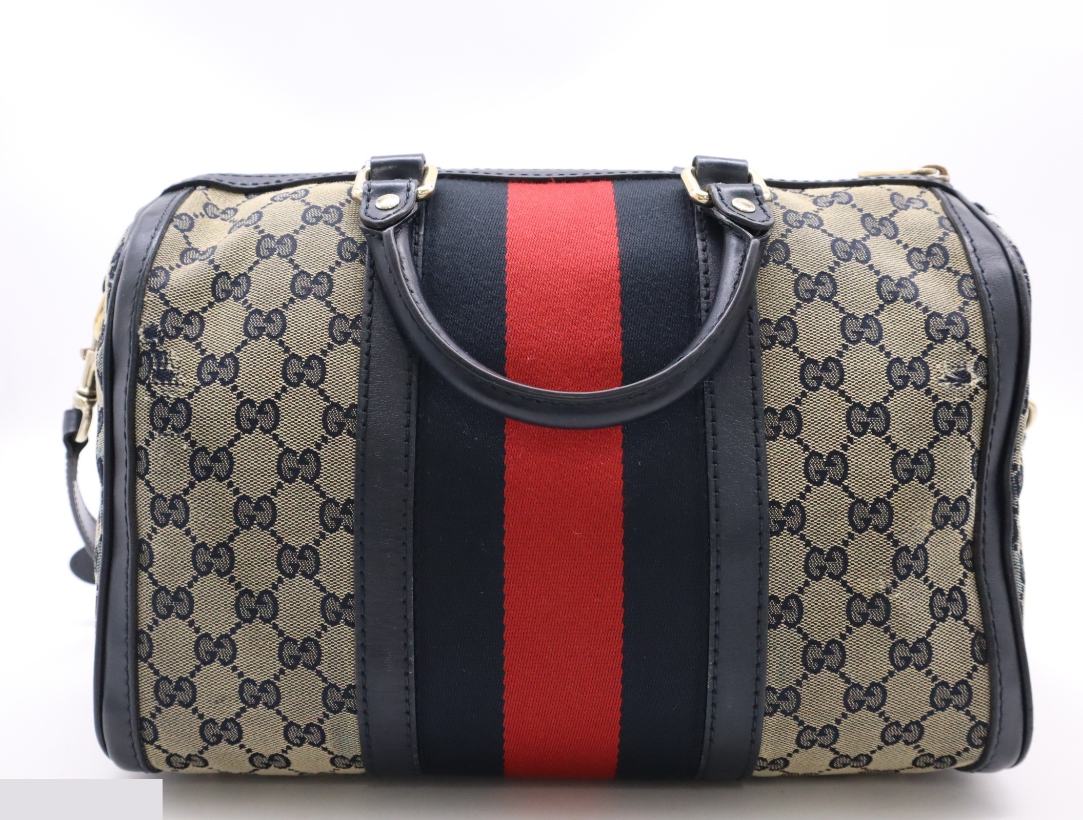 GG Canvas 2WAY Handbag Mini Boston Bag Sherry Line Navy — view 2