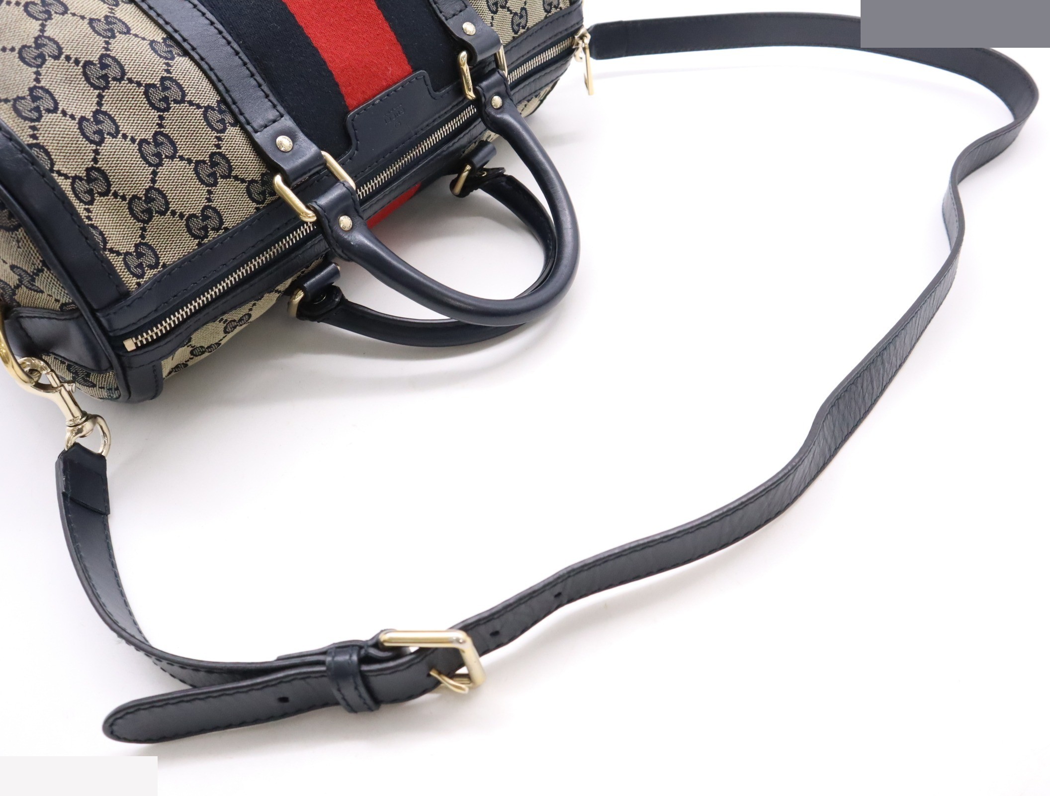 GG Canvas 2WAY Handbag Mini Boston Bag Sherry Line Navy — view 6