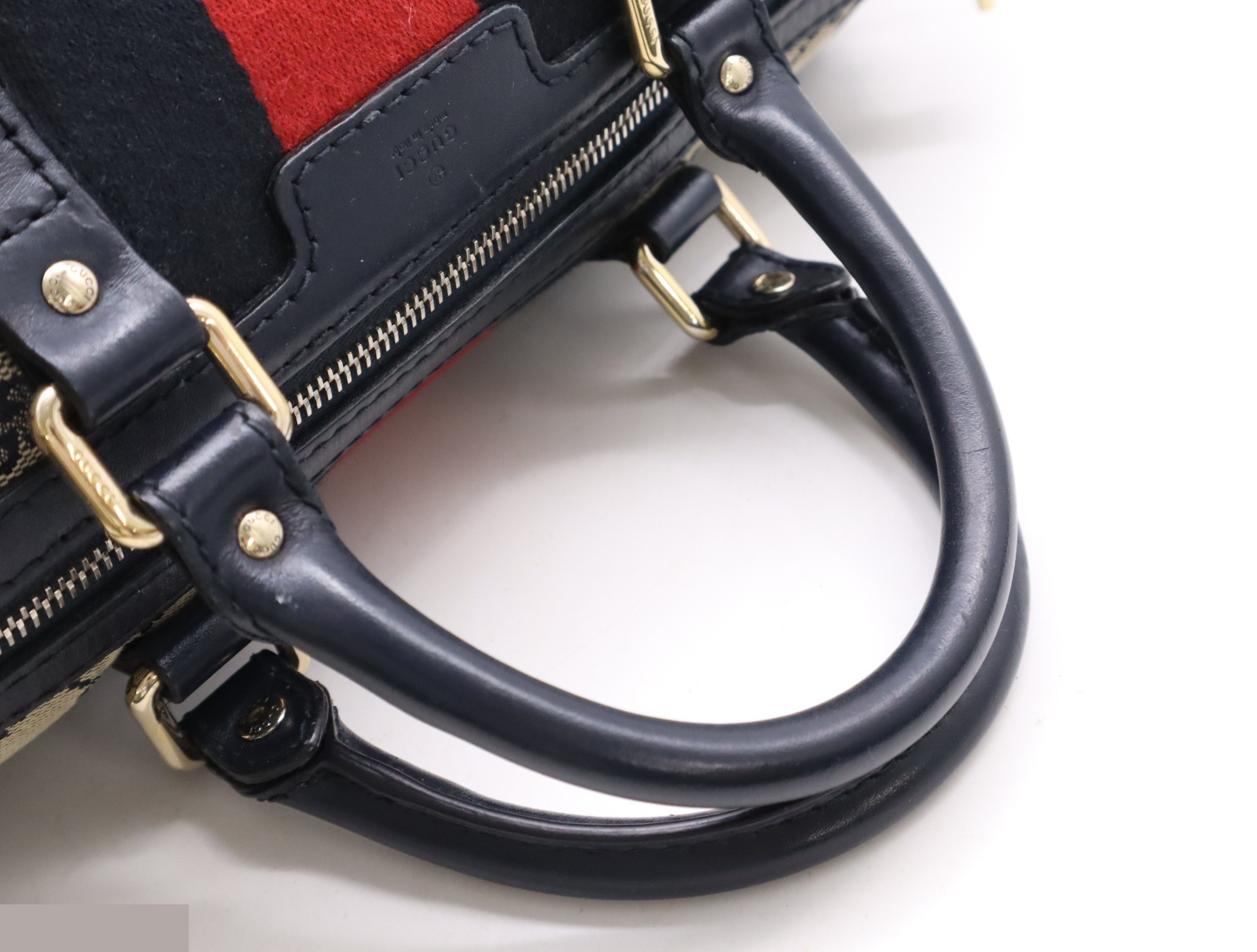GG Canvas 2WAY Handbag Mini Boston Bag Sherry Line Navy — view 7
