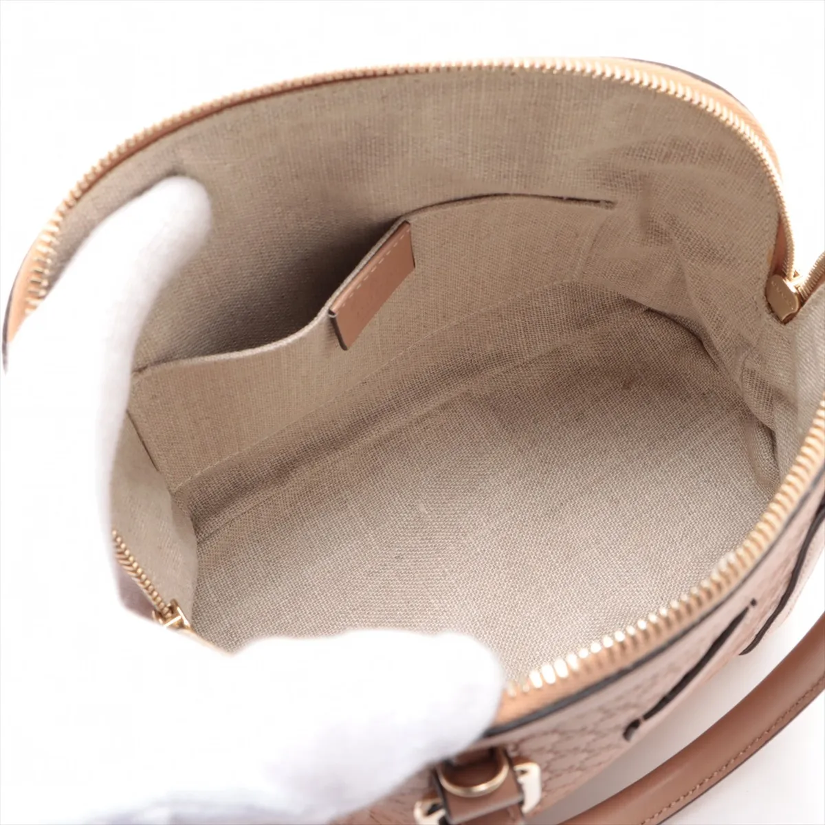 Microguccissima Leather 2-Way Handbag, Pink Beige, 449654 (Outlet) — view 8