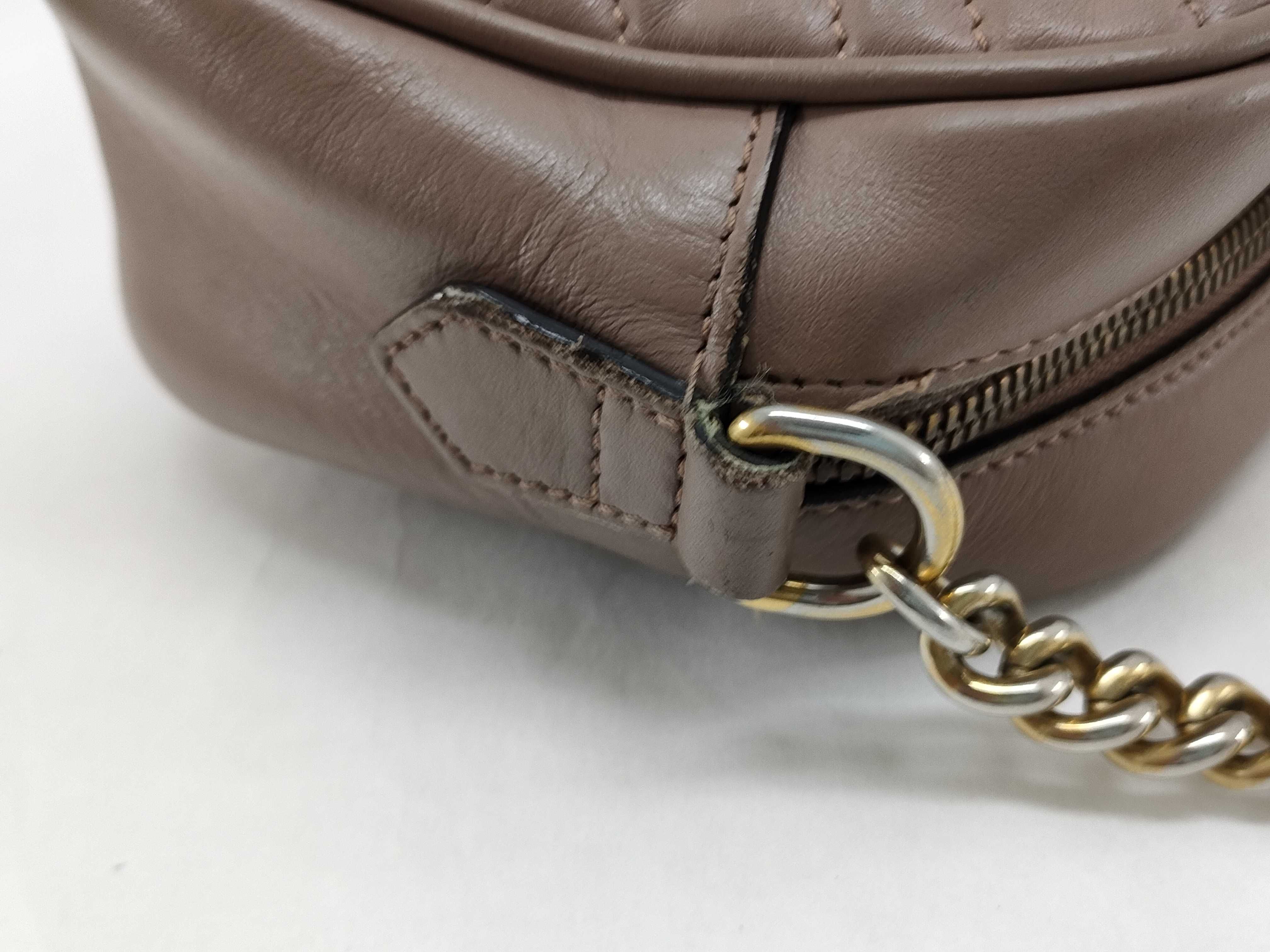 447632 GG Marmont Leather Beige Gold Shoulder Bag — view 5