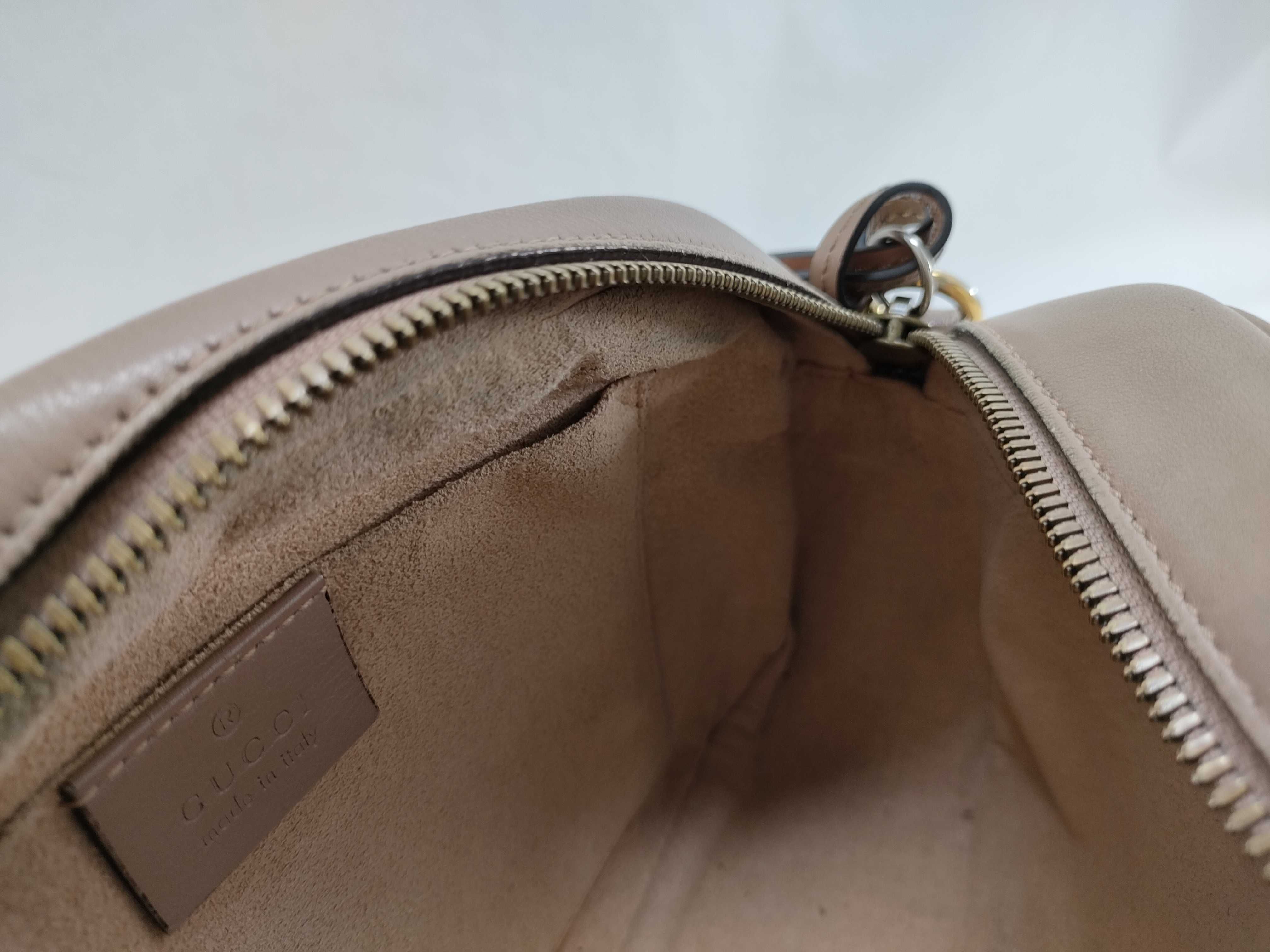447632 GG Marmont Leather Beige Gold Shoulder Bag — view 9