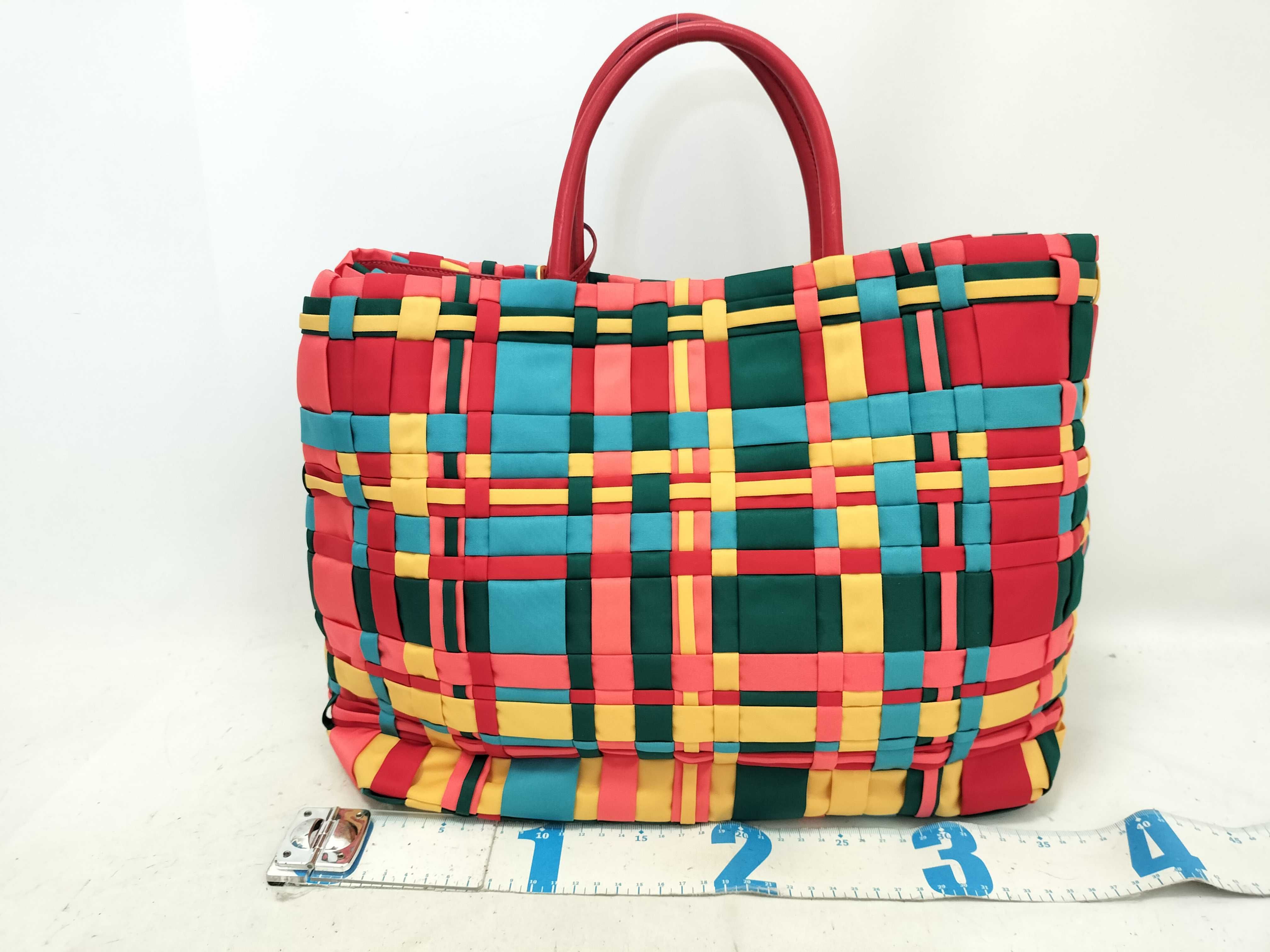 tote bag BN1652 braided nylon x leather multicolor tote bag — view 2