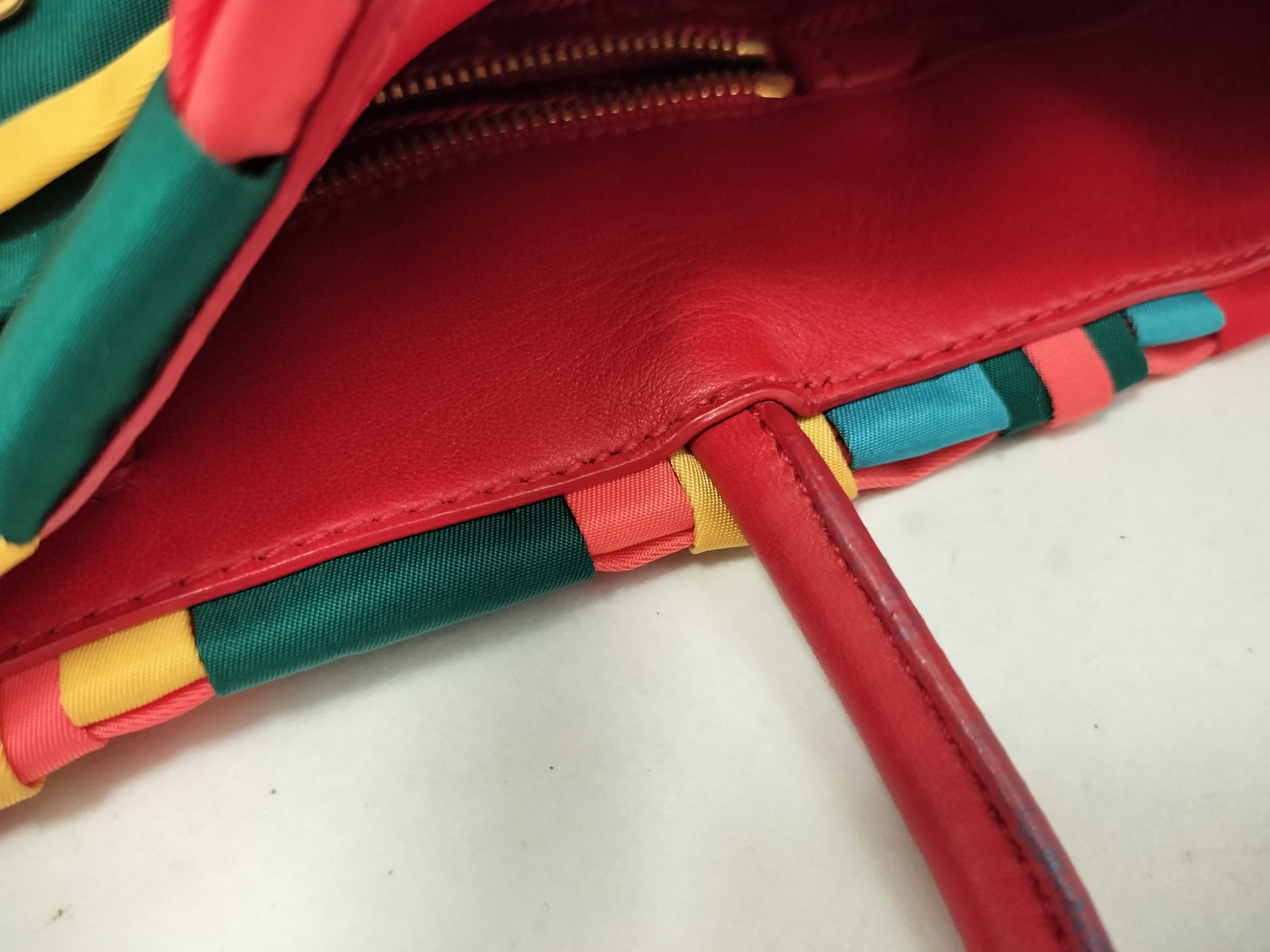 tote bag BN1652 braided nylon x leather multicolor tote bag — view 5