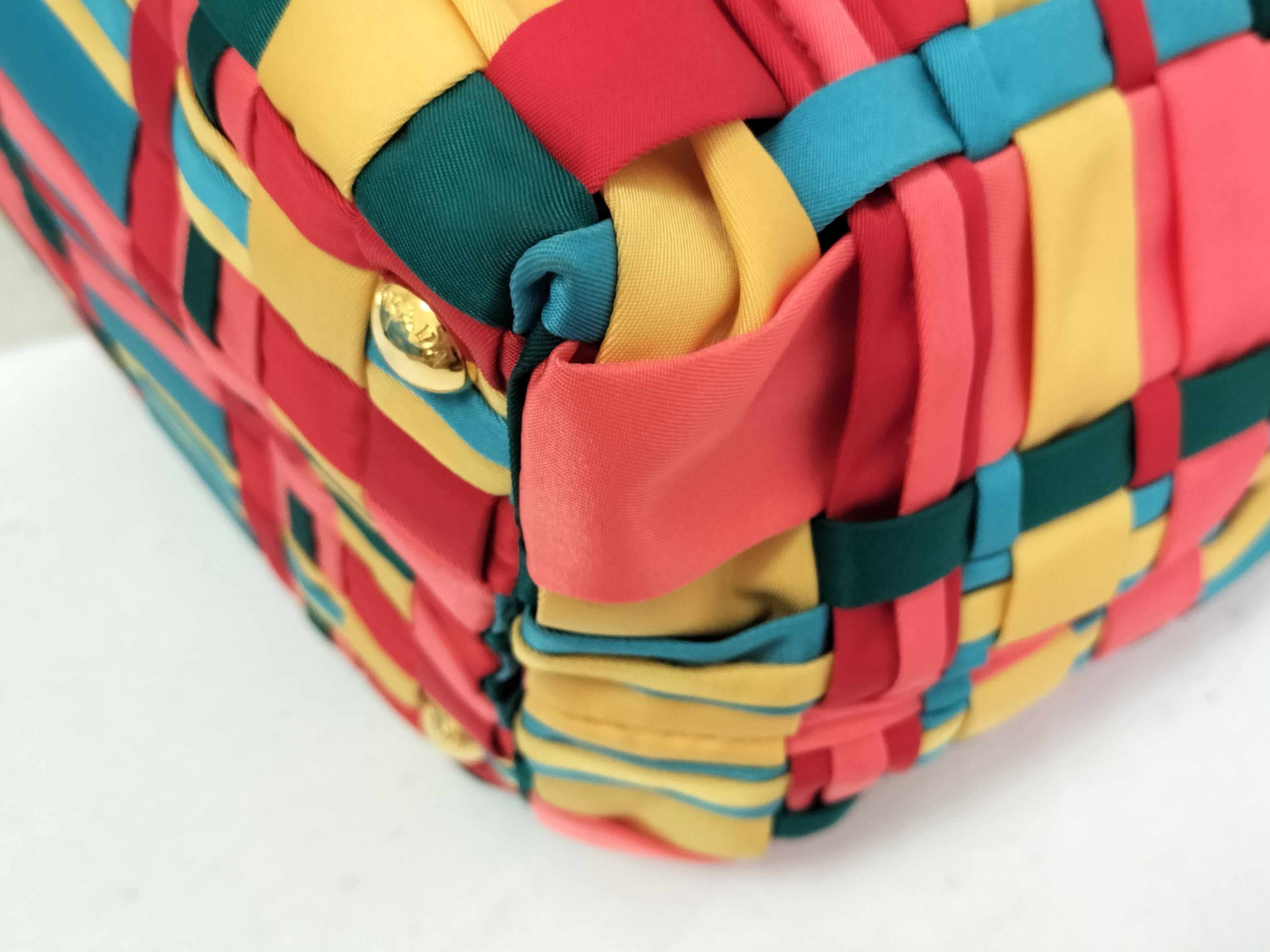 tote bag BN1652 braided nylon x leather multicolor tote bag — view 6