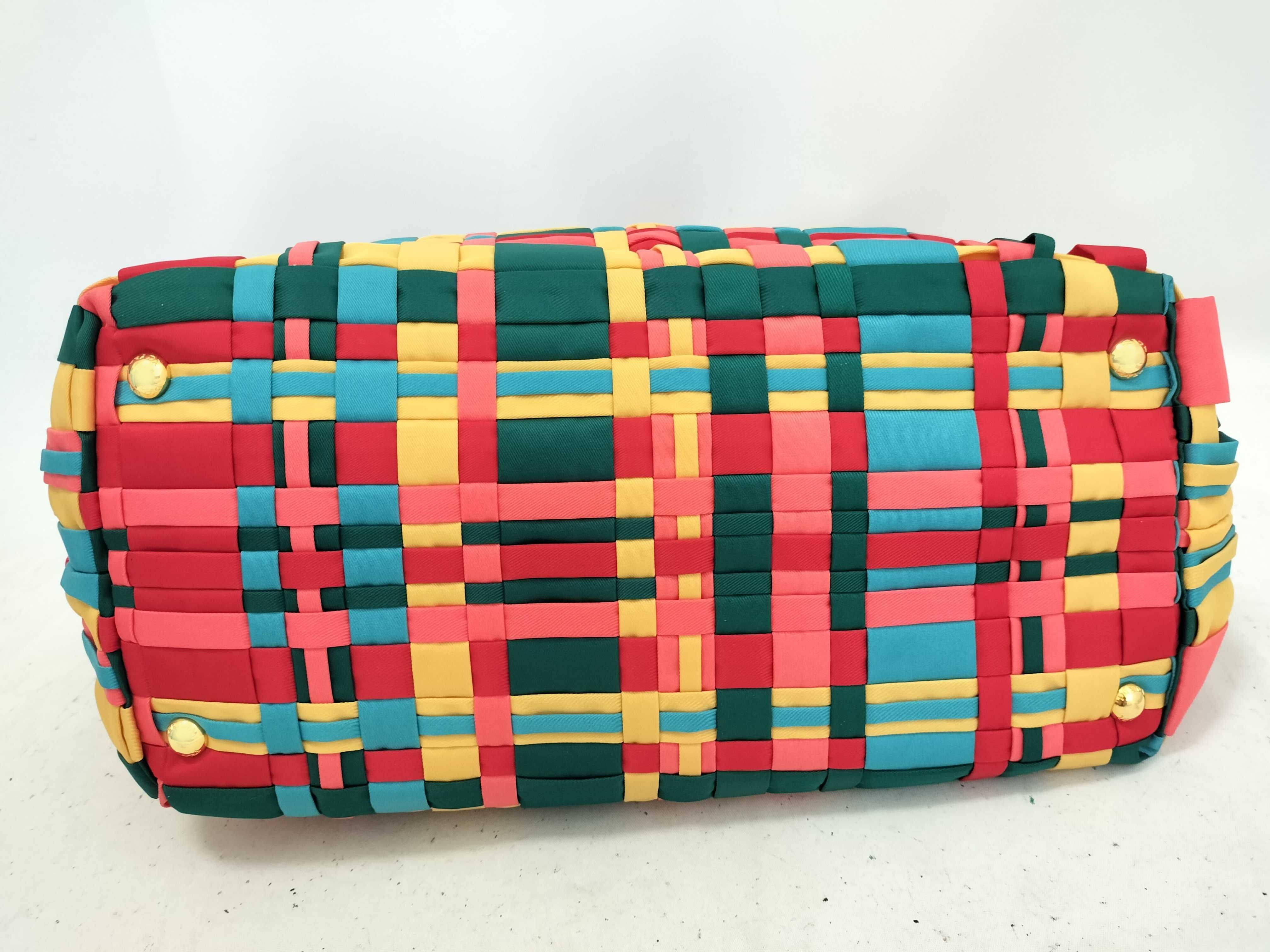 tote bag BN1652 braided nylon x leather multicolor tote bag — view 7