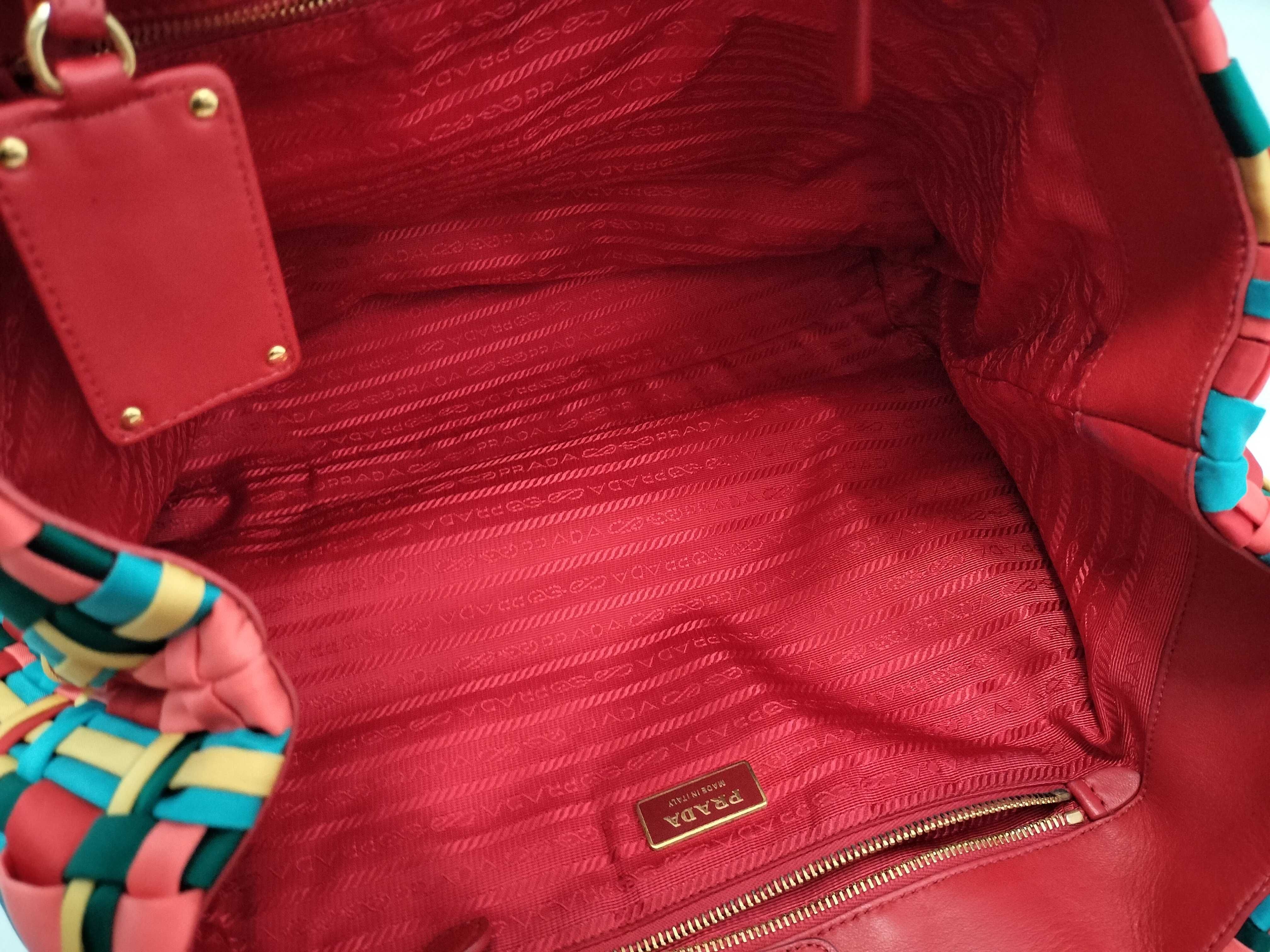 tote bag BN1652 braided nylon x leather multicolor tote bag — view 9