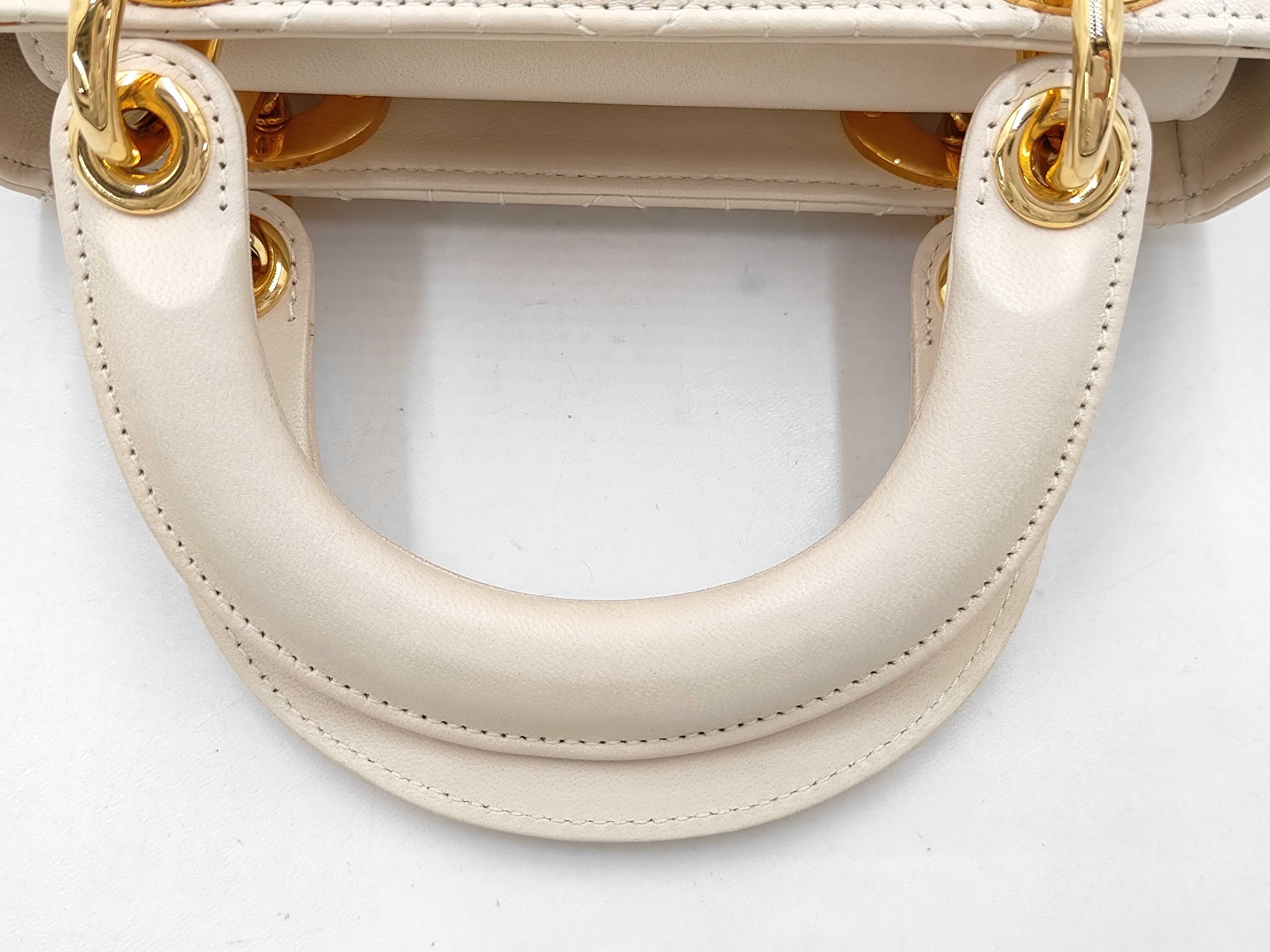 Lady Dior Lambskin 2-Way White Handbag — view 5