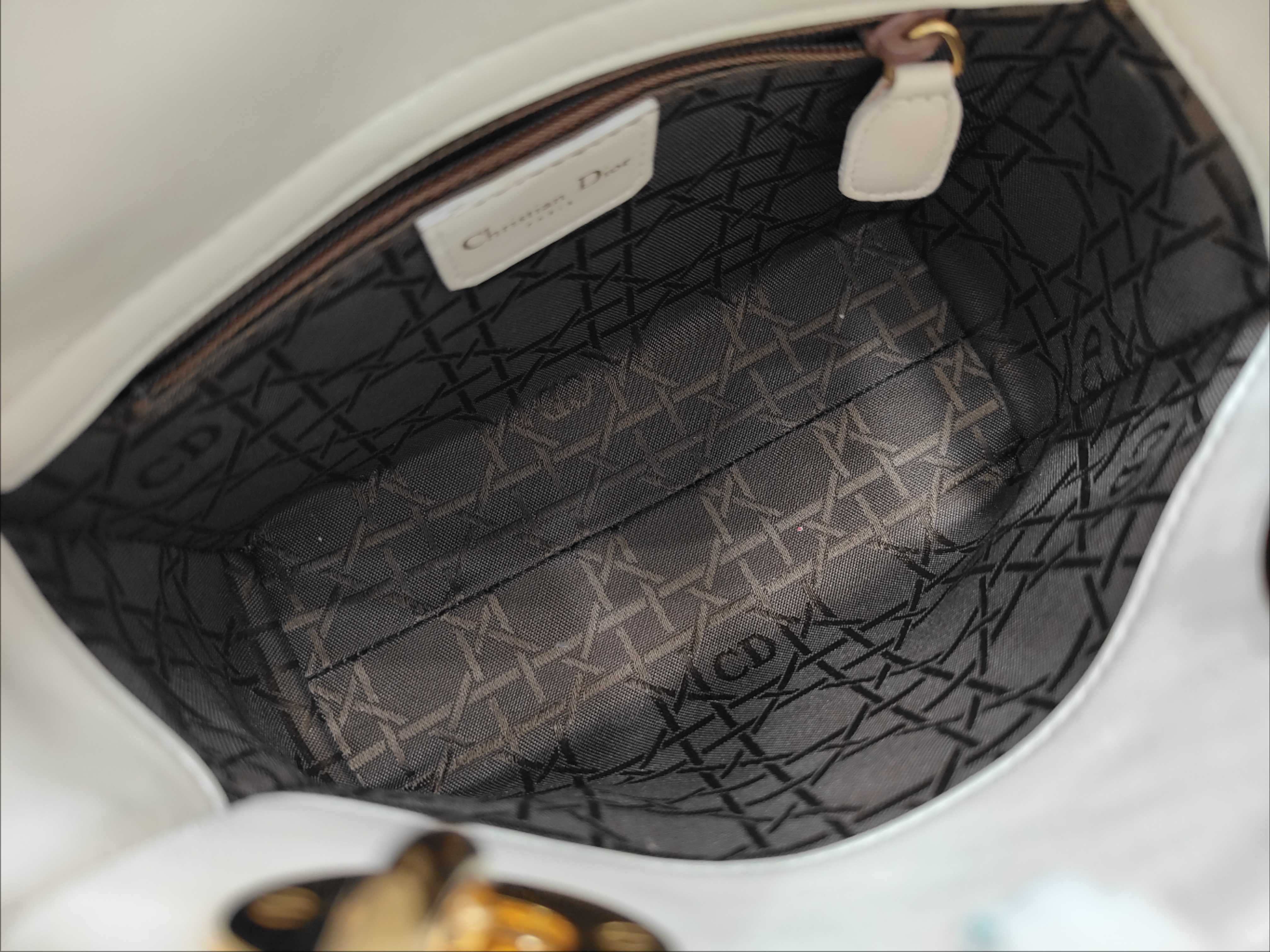 Lady Dior Lambskin 2-Way White Handbag — view 8