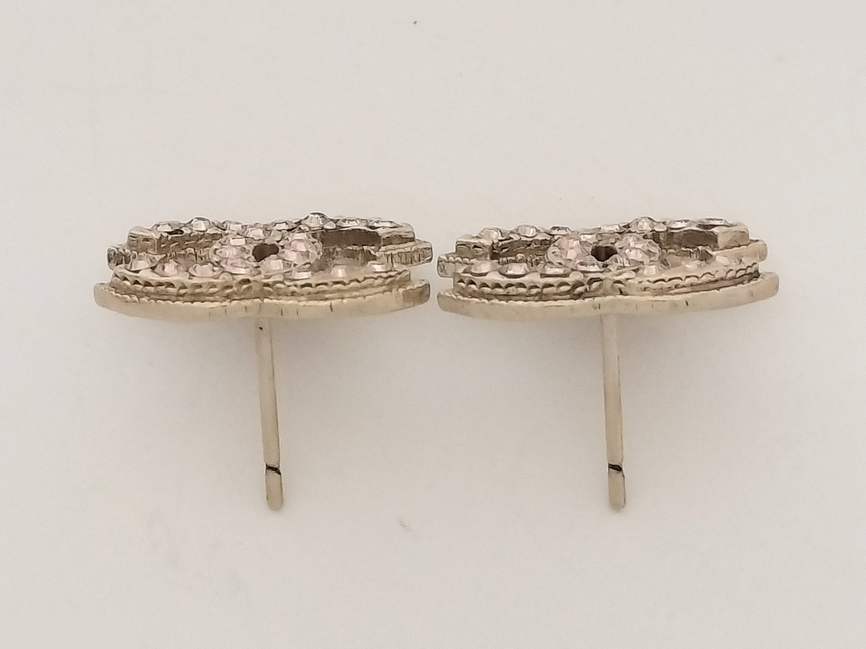 Coco Pink Rhinestone Gold Earrings — view 4