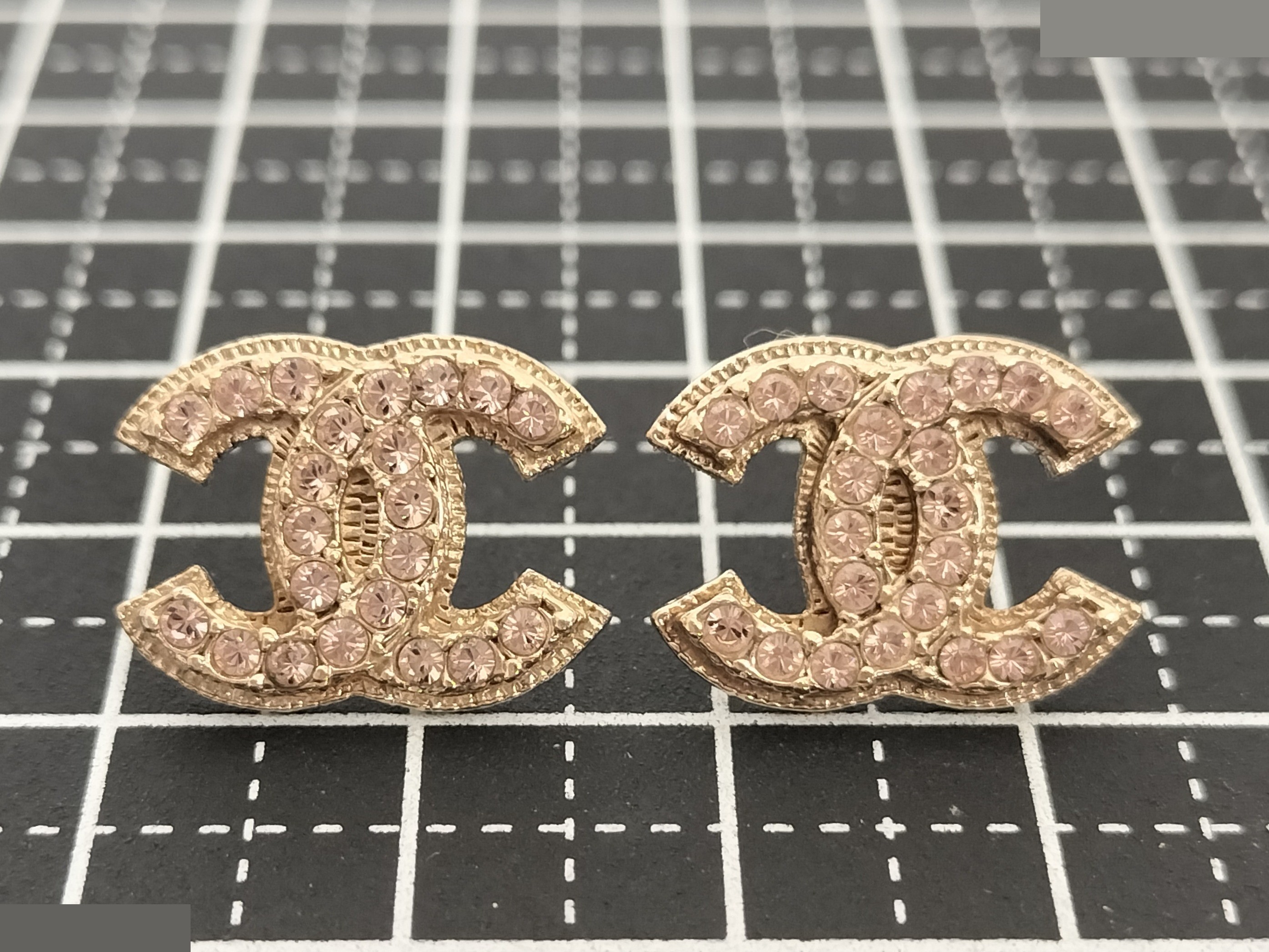 Coco Pink Rhinestone Gold Earrings — view 5