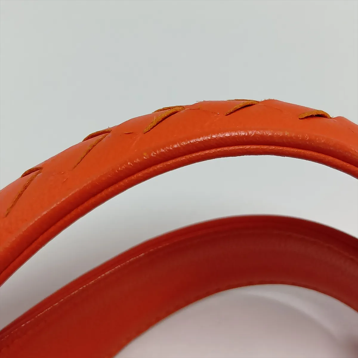 Intrecciato Leather Tote Bag, Orange, with Mirror — view 14
