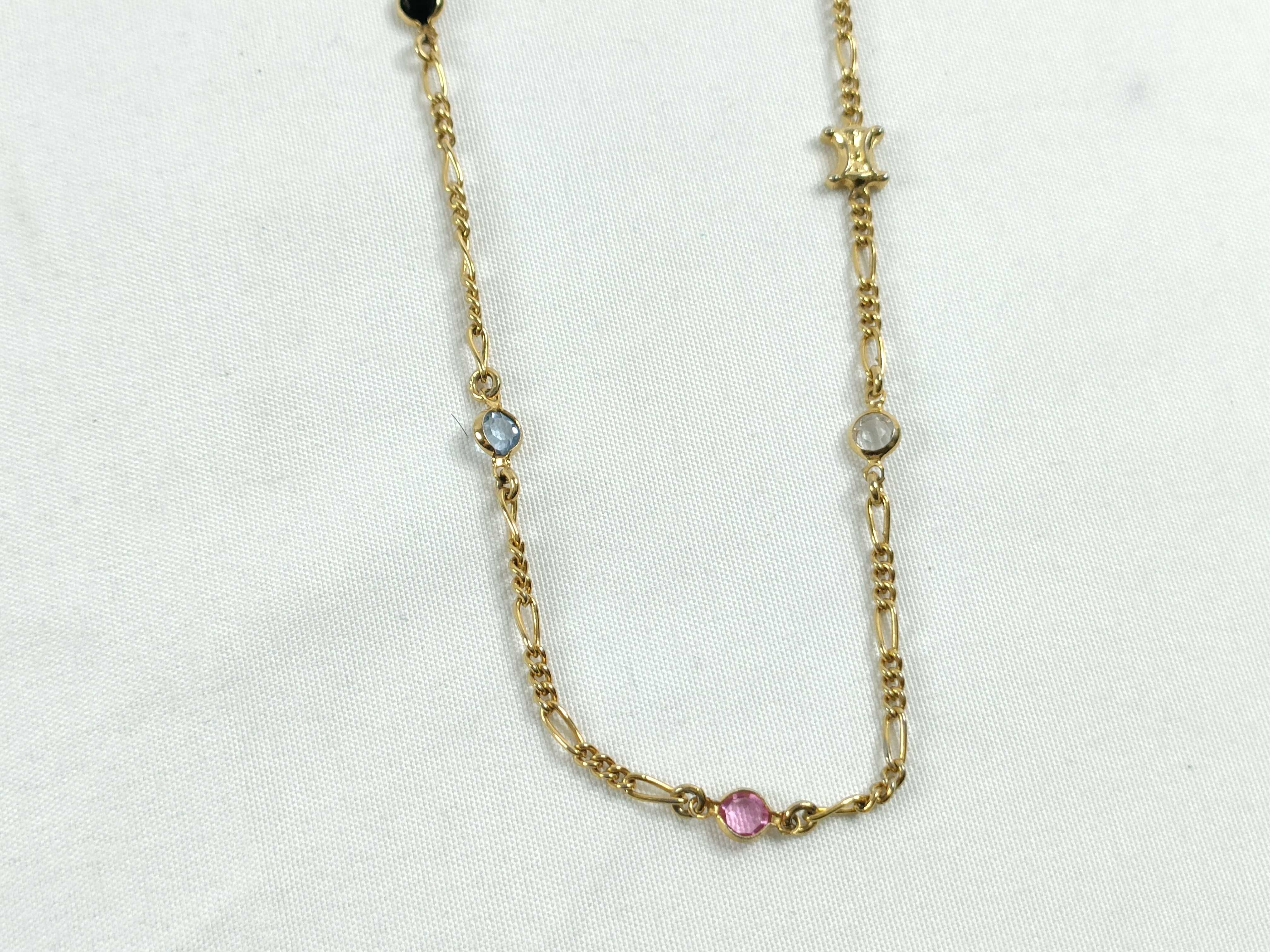 Triomphe Colored Stone Gold Long Necklace