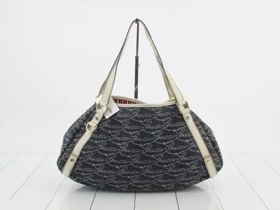 Abbey Hobo Jacquard Blue Canvas Tote Bag