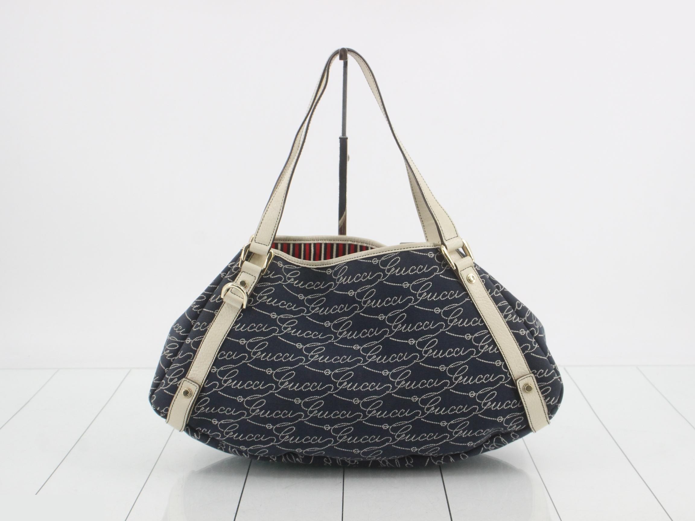 Abbey Hobo Jacquard Blue Canvas Tote Bag — view 2